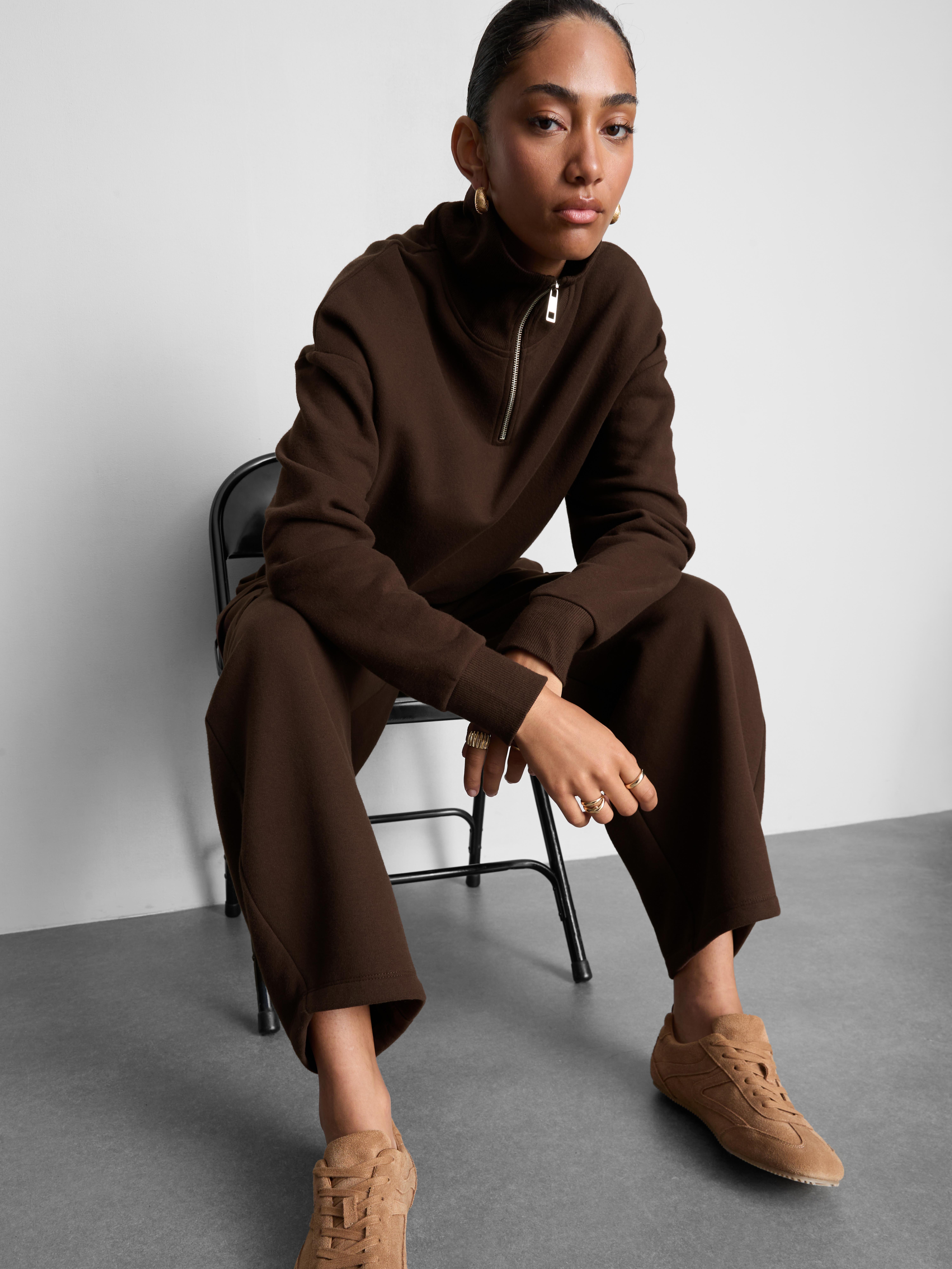 Cotton Blend Half-Zip Sweatshirt