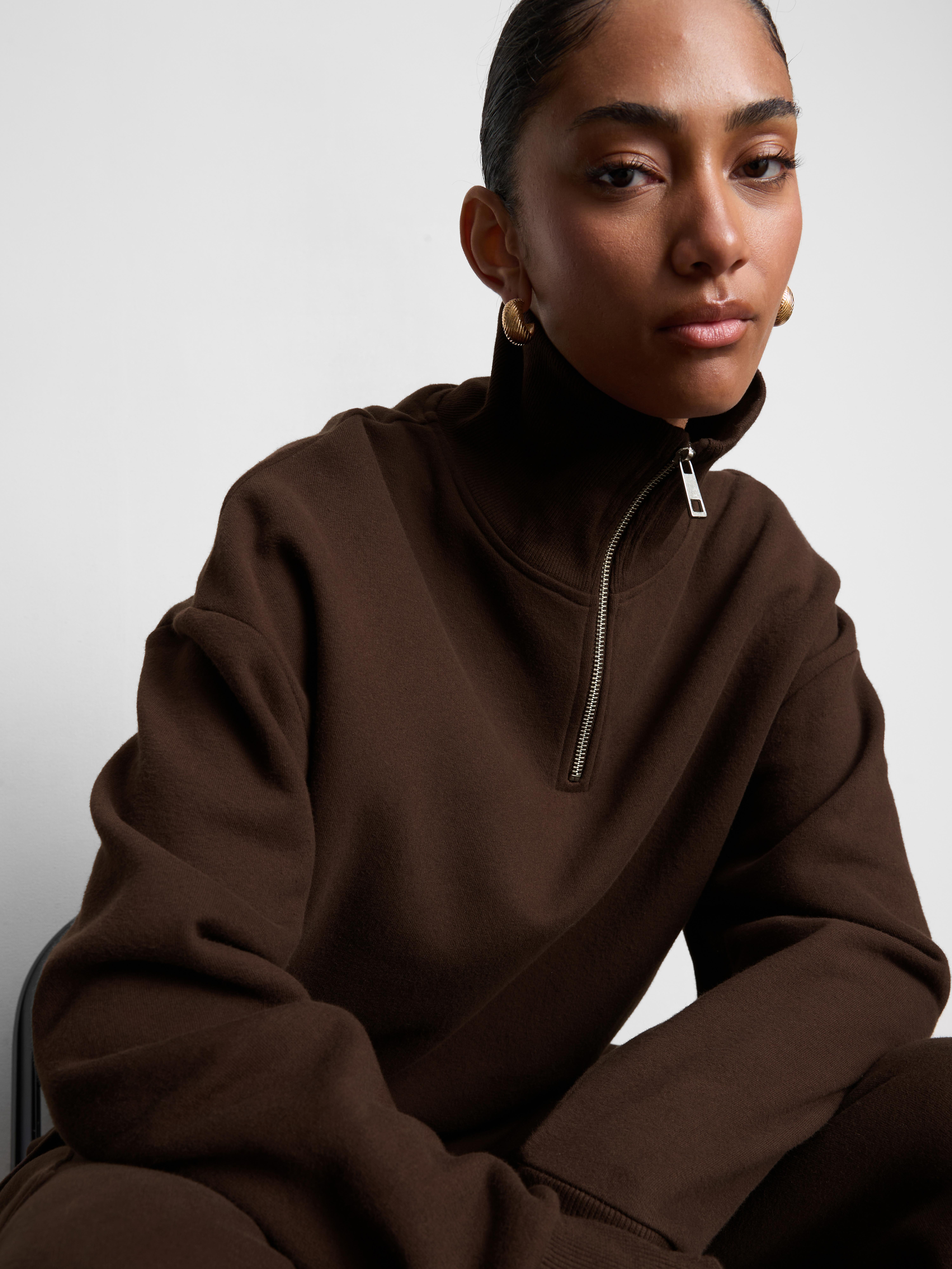 Cotton Blend Half-Zip Sweatshirt