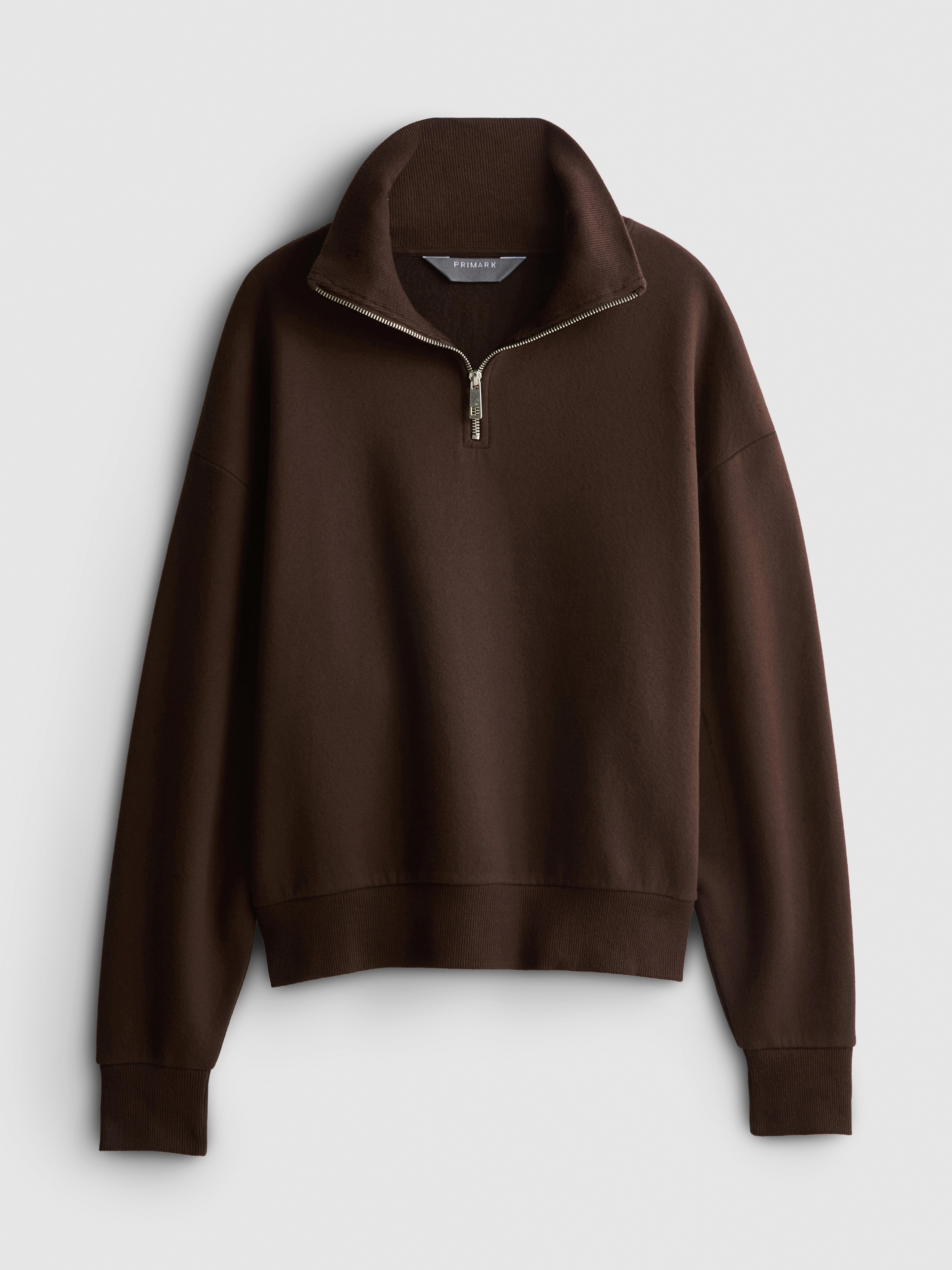 Cotton Blend Half-Zip Sweatshirt