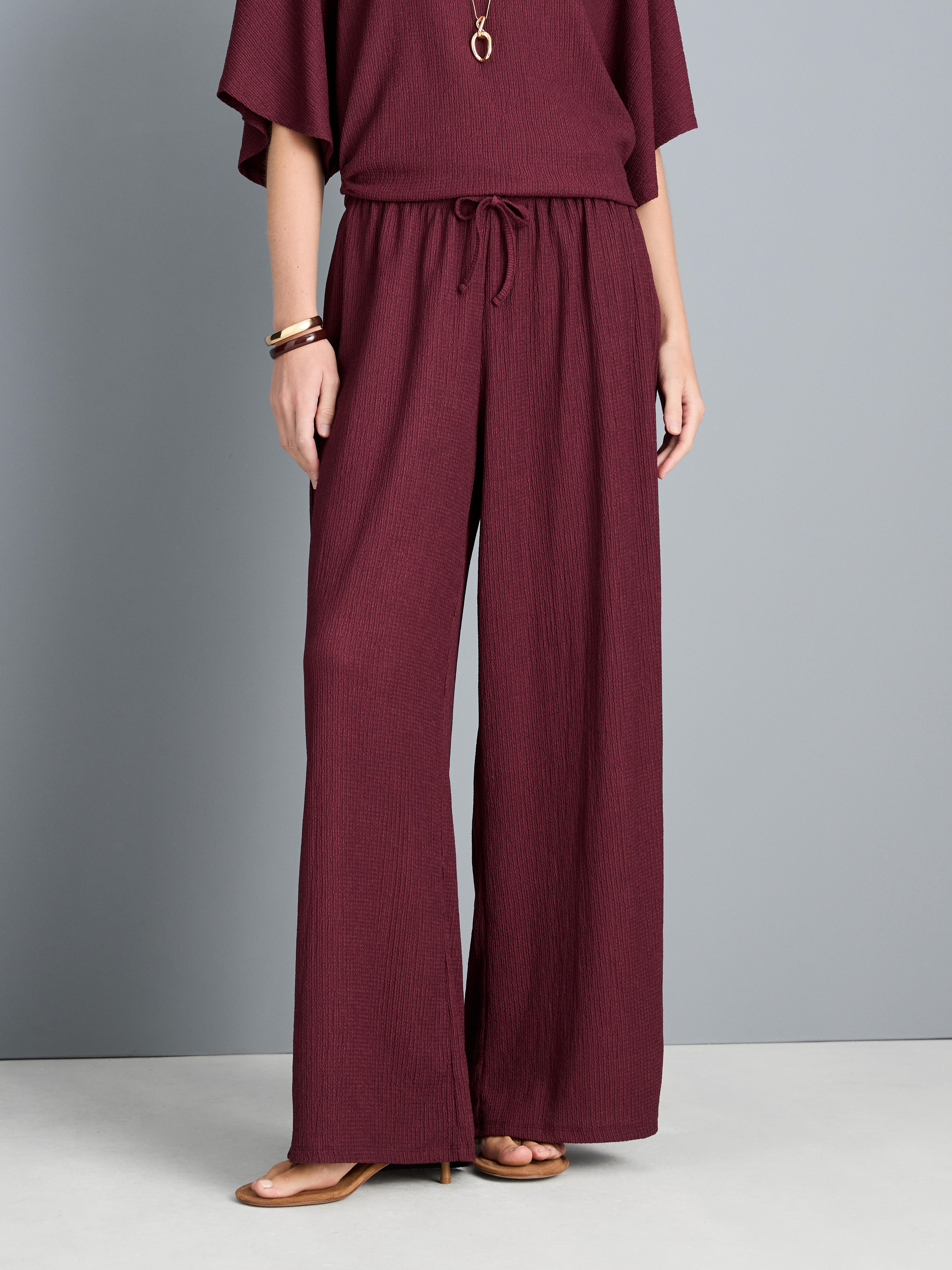 Pantalon large en tissu froncé