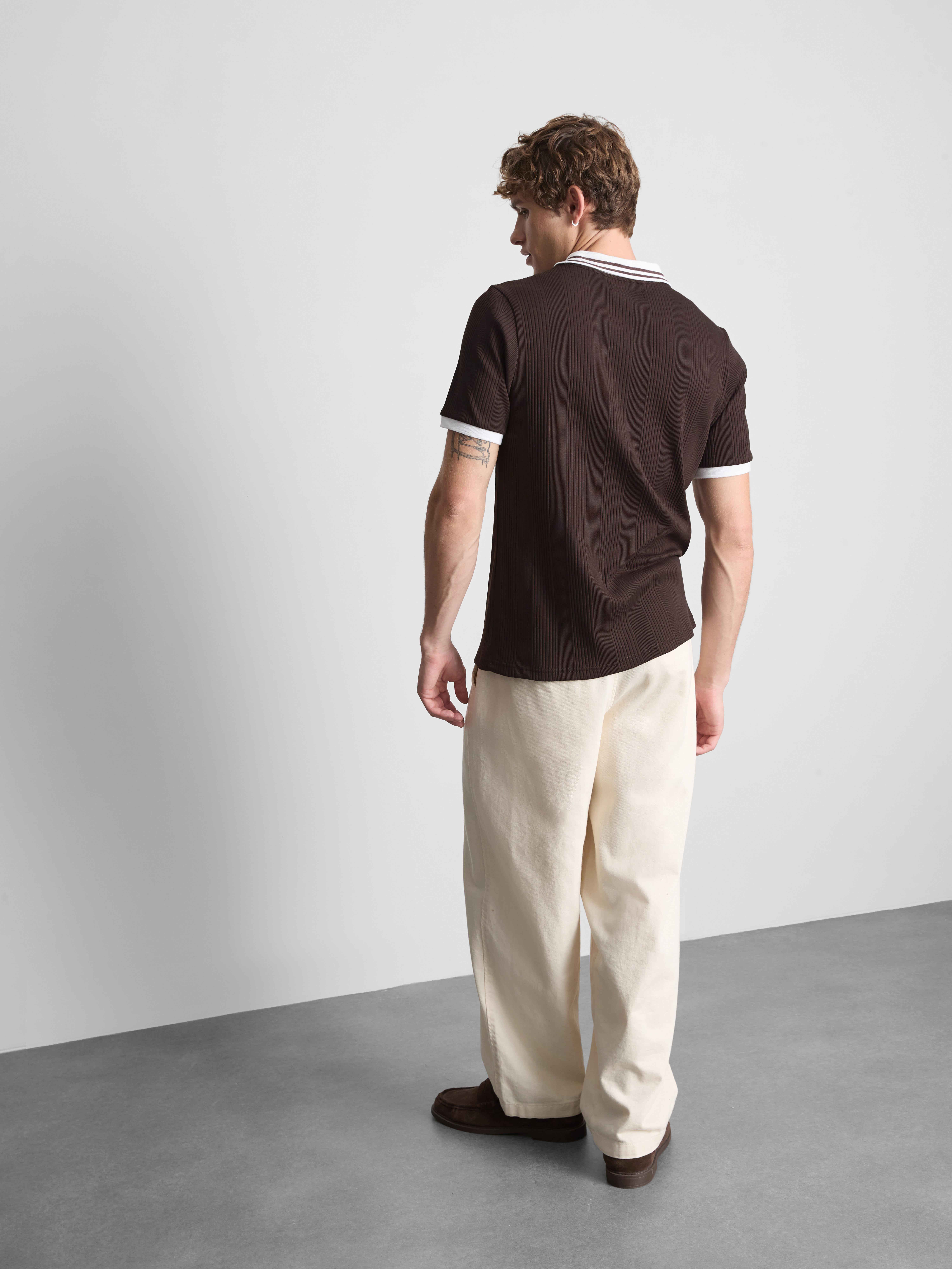 Pure Cotton Ribbed Polo Shirt