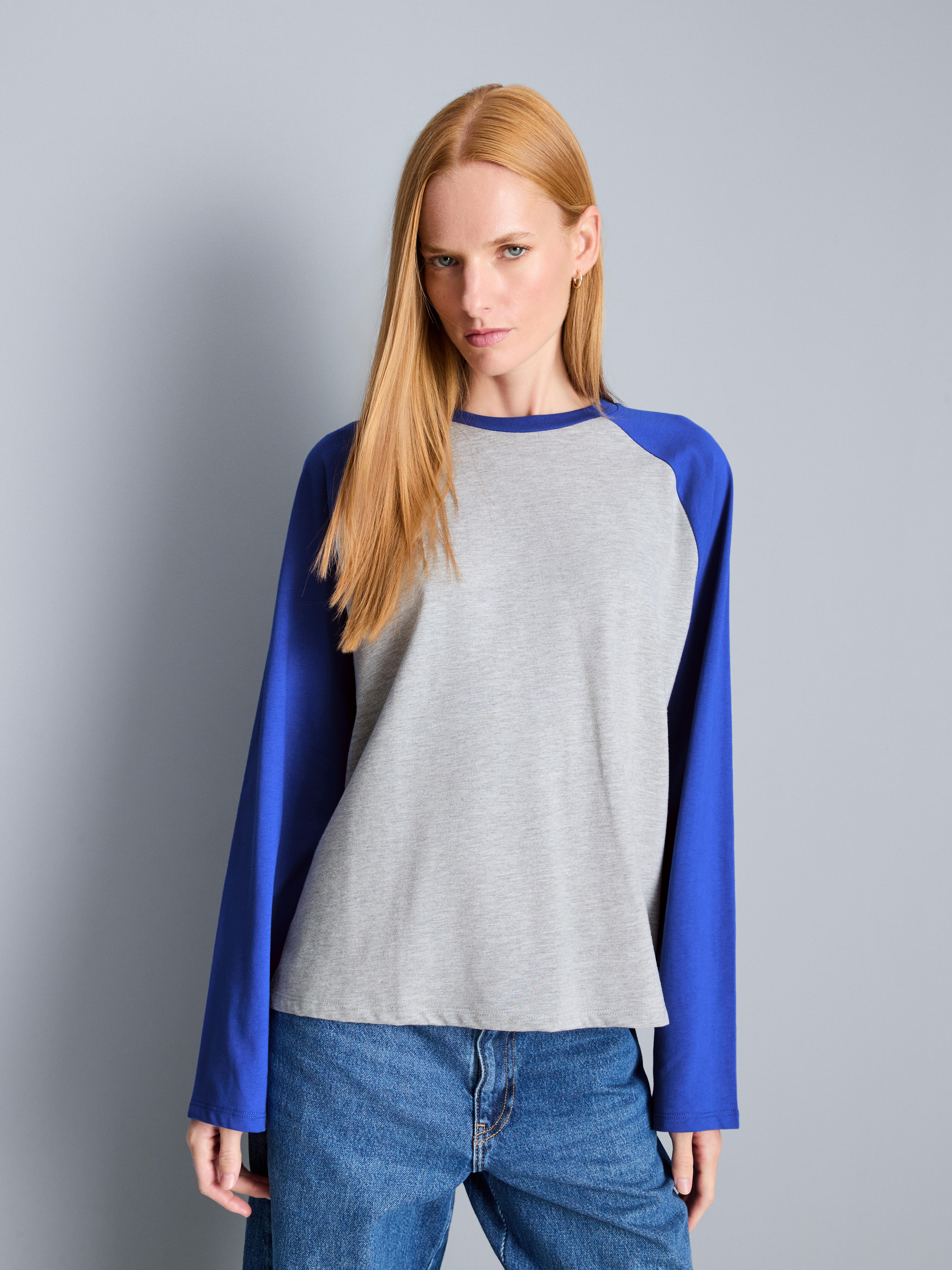 Langärmeliges Raglan-T-Shirt aus Baumwollmischung