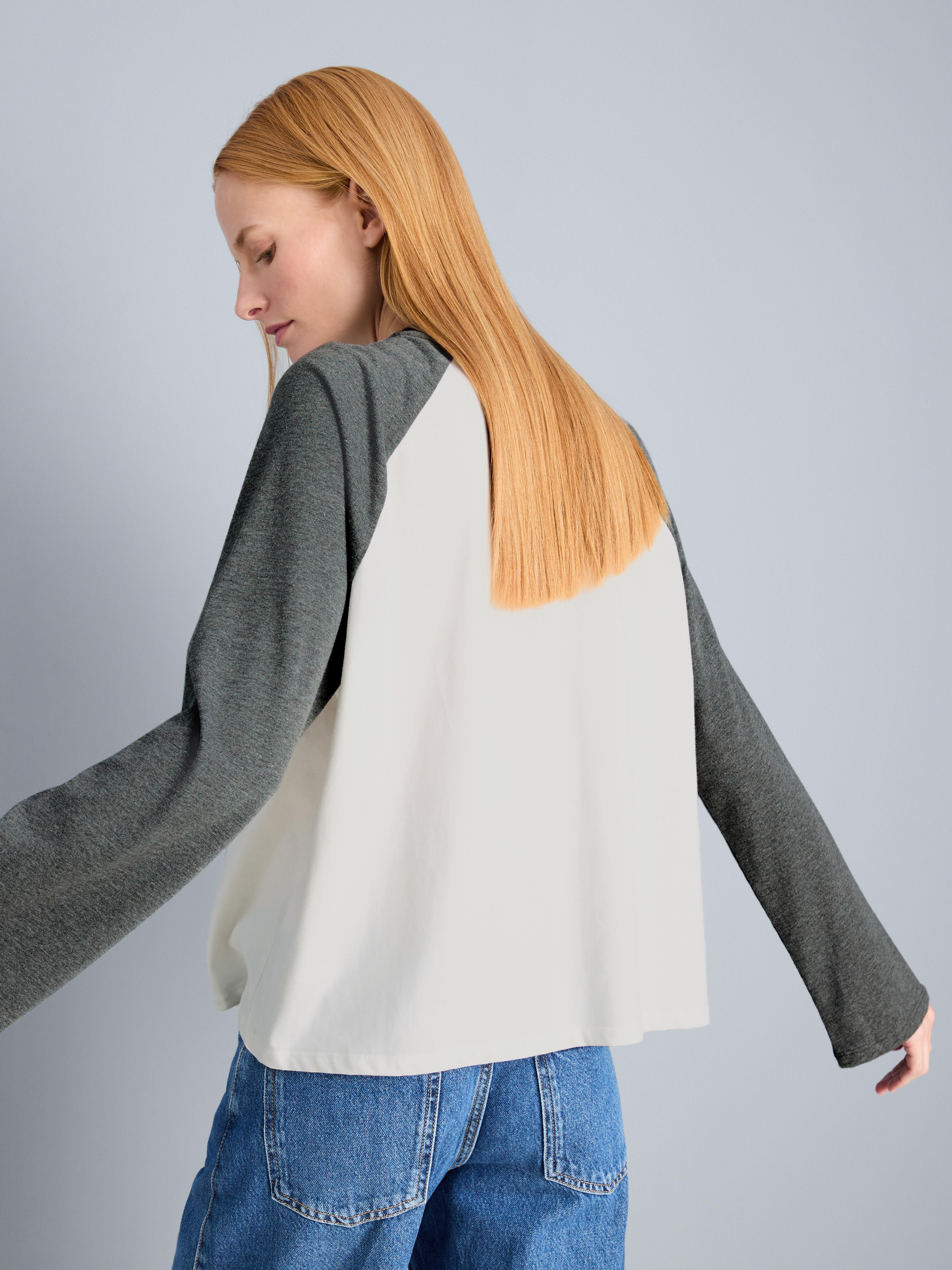 Langärmeliges Raglan-T-Shirt aus Baumwollmischung
