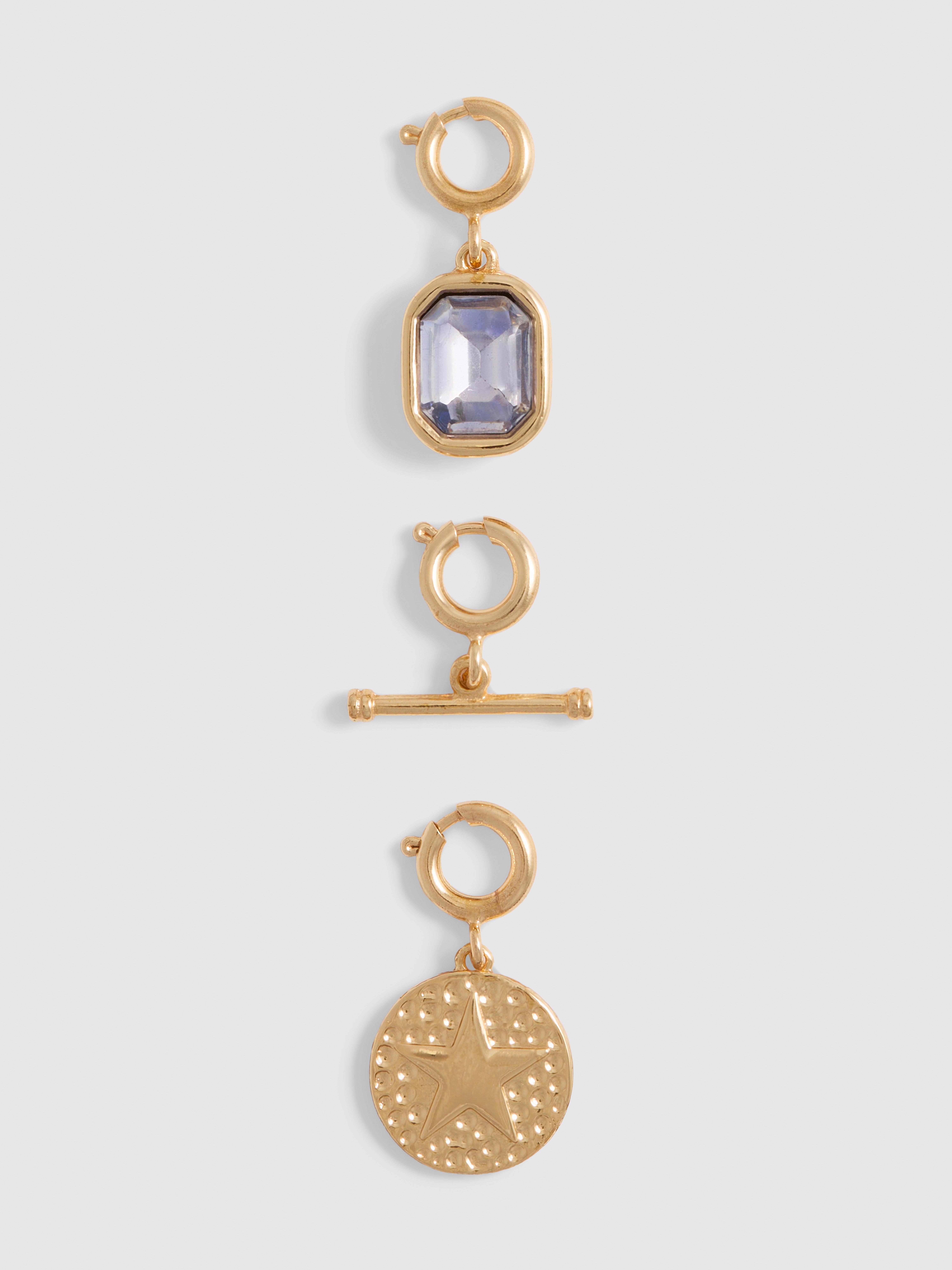 3pk Gem and Star Clip-On Charms