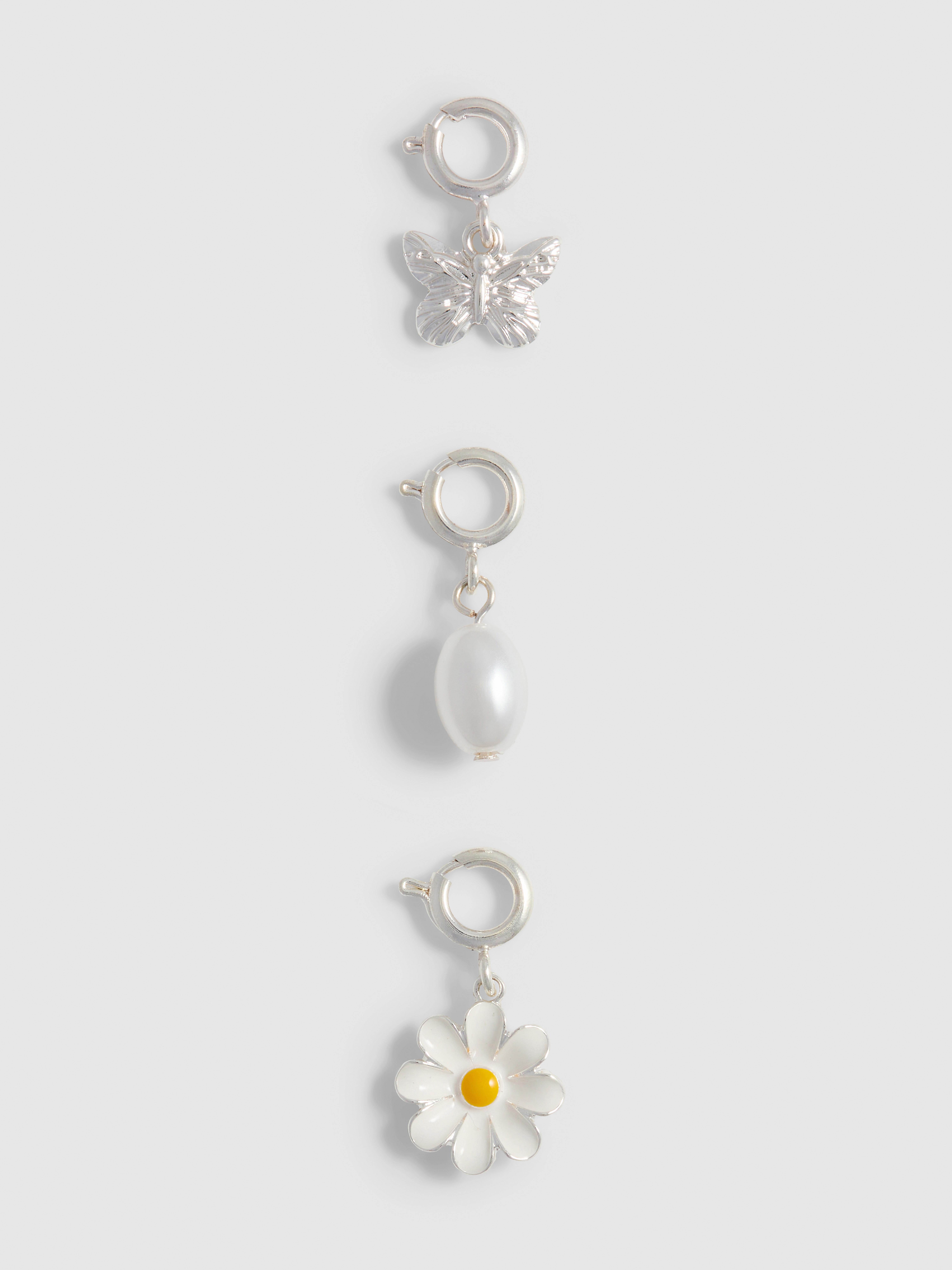 3pk Butterfly and Daisy Clip-On Charms