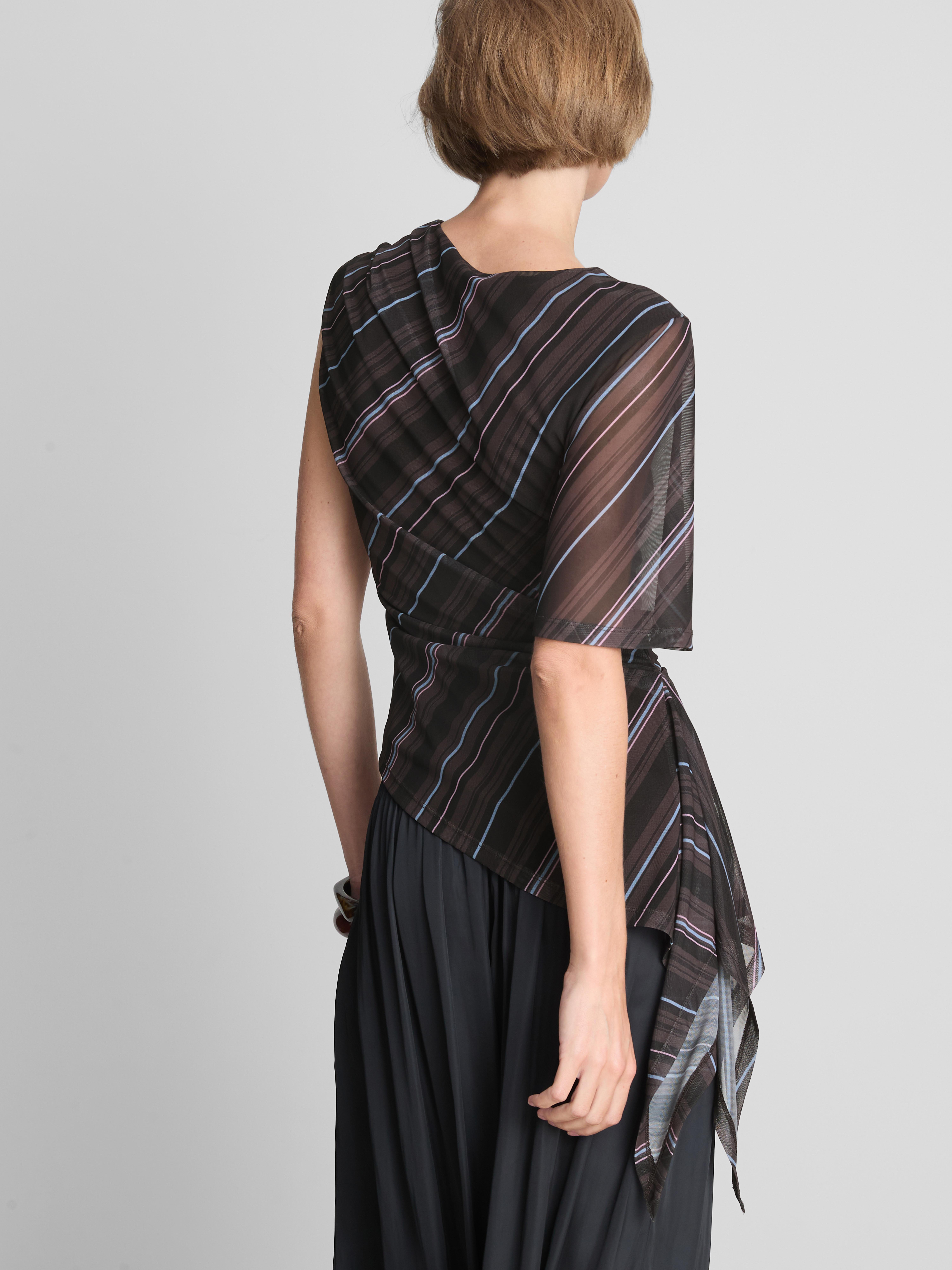Asymmetrical Plaid Mesh Top