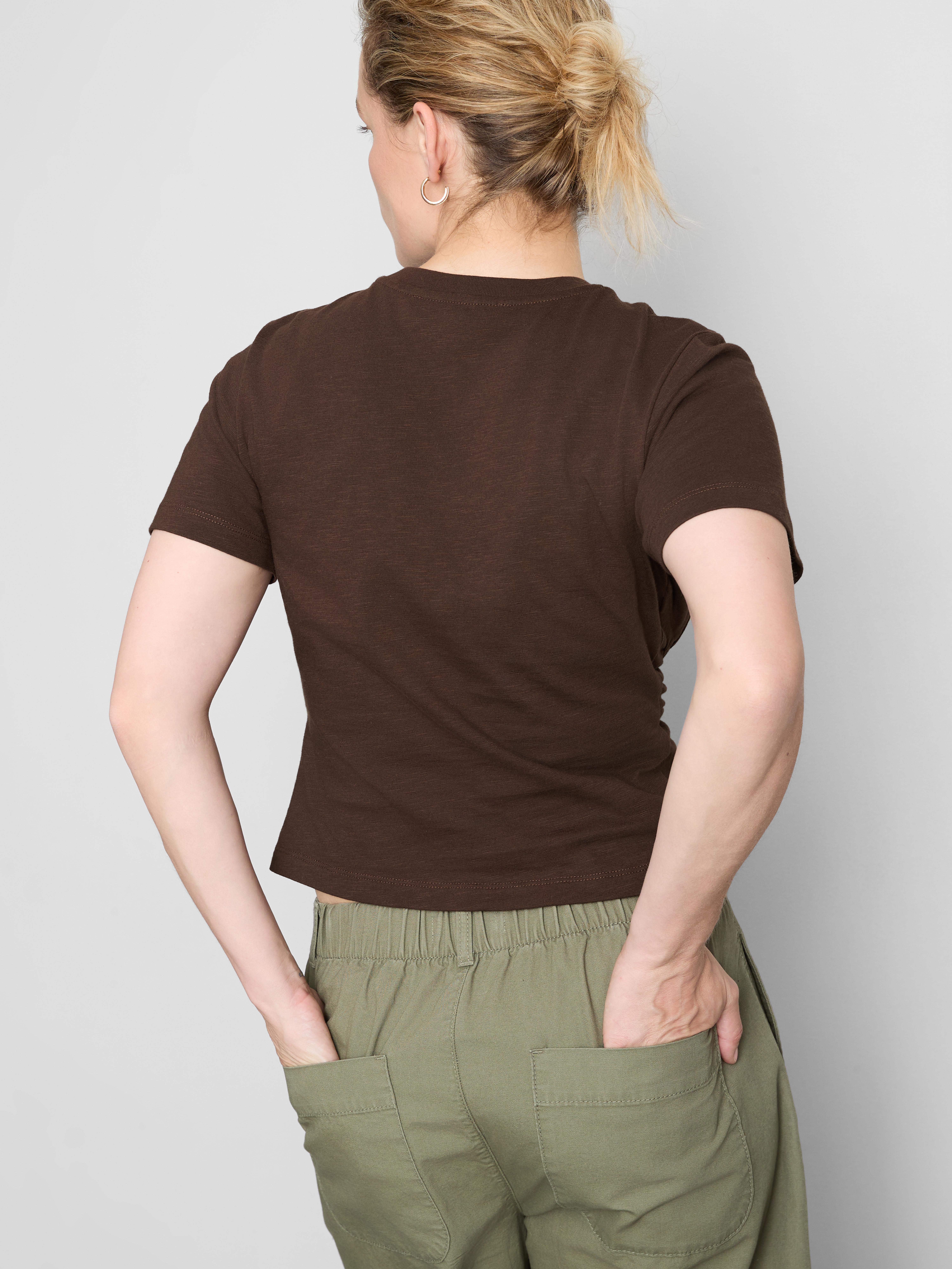 Pure Cotton Ruched Draped Short-Sleeve Tee
