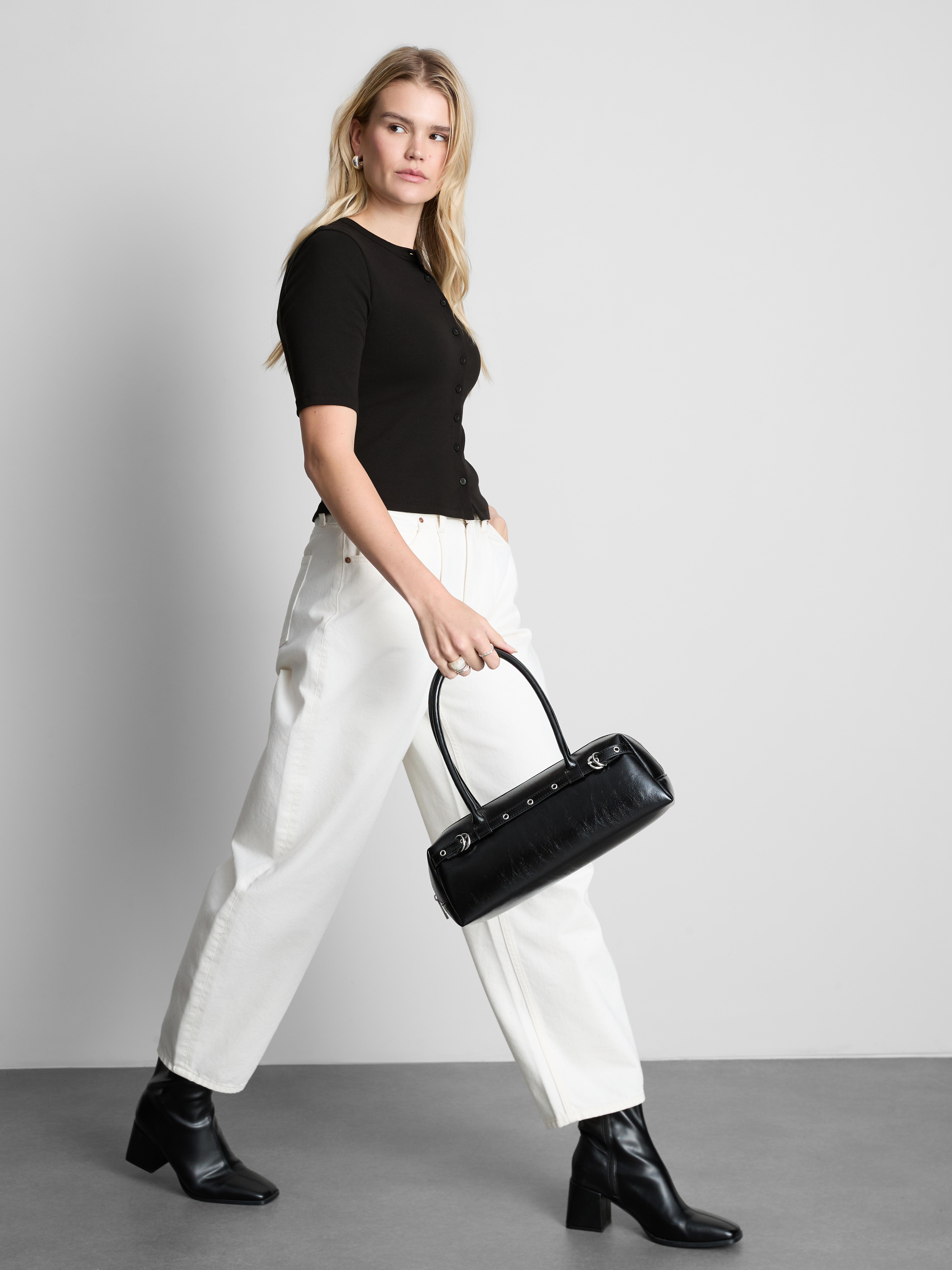 Cotton Rich Half Sleeve Button Down Top