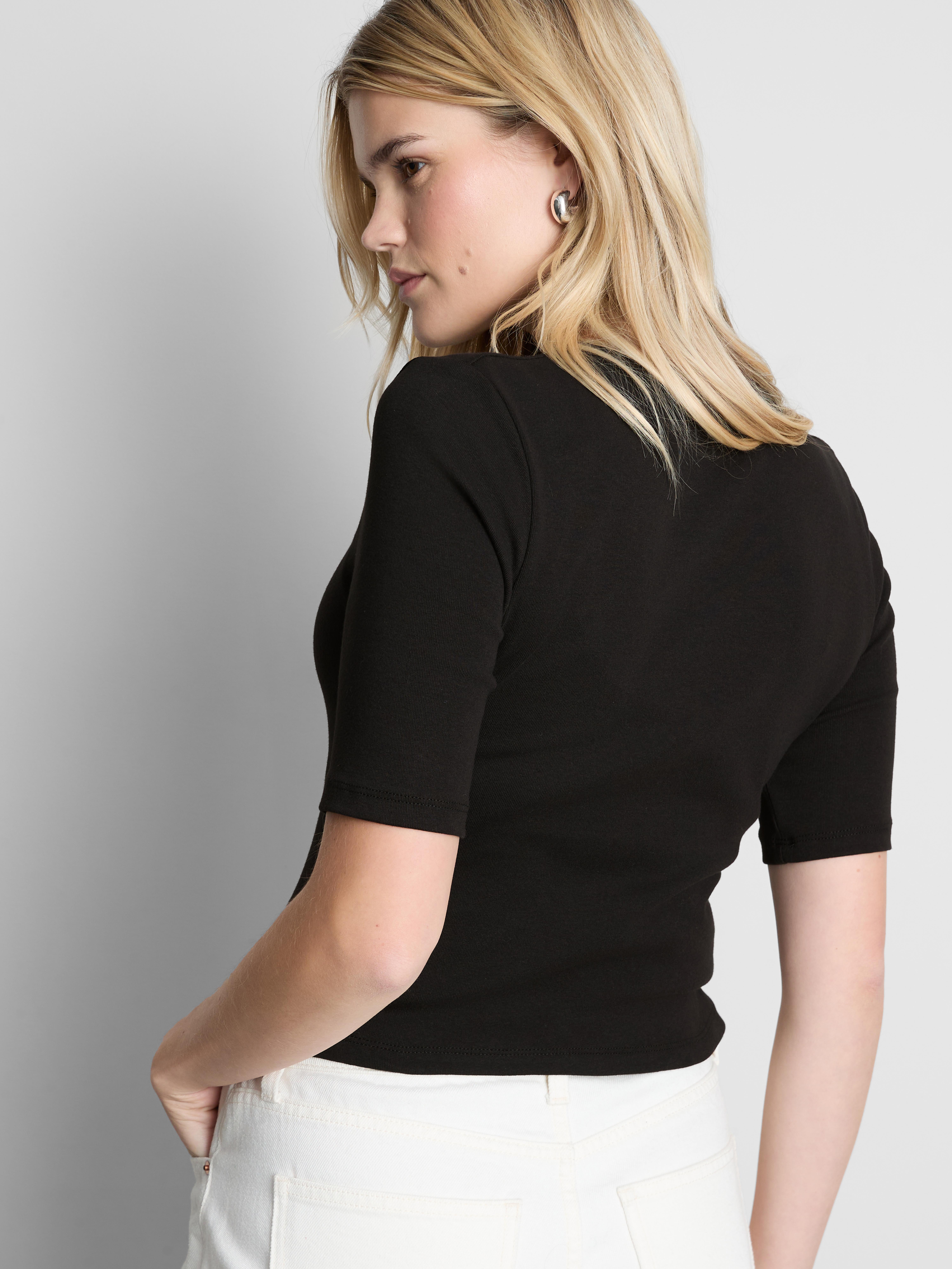 Cotton Rich Half Sleeve Button Down Top