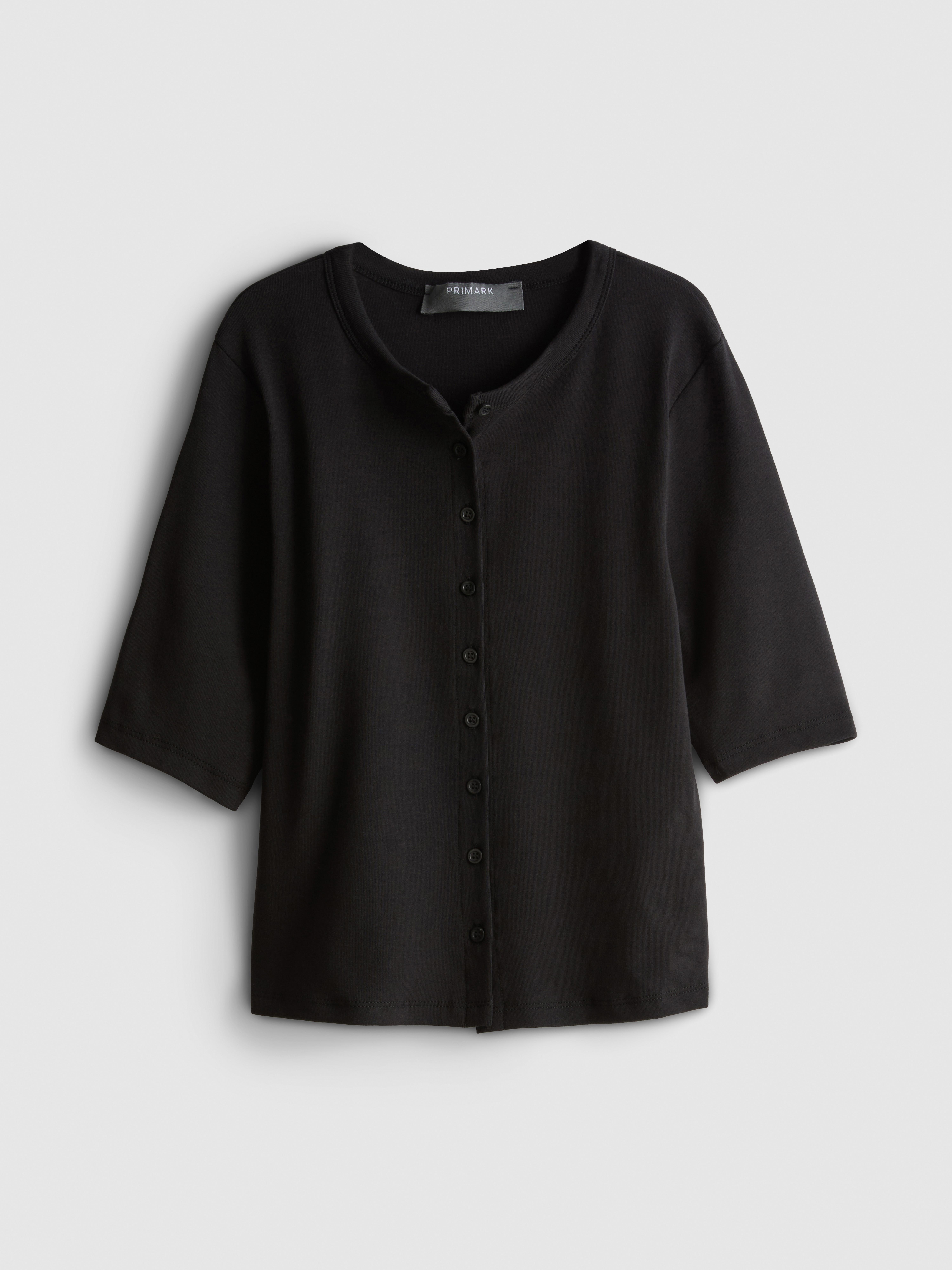 Cotton Rich Half Sleeve Button Down Top