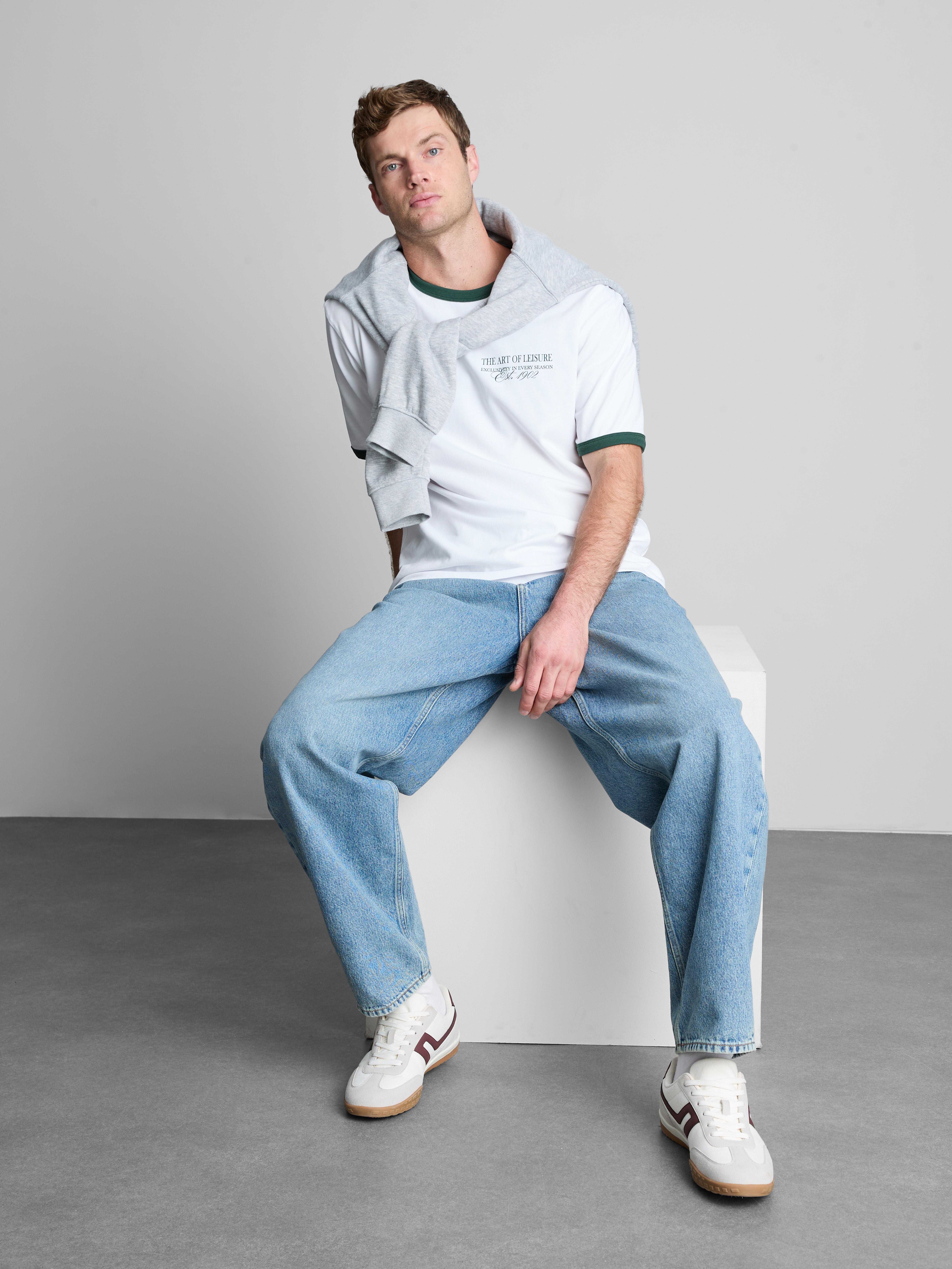 Pure Cotton Ringer Graphic T-Shirt