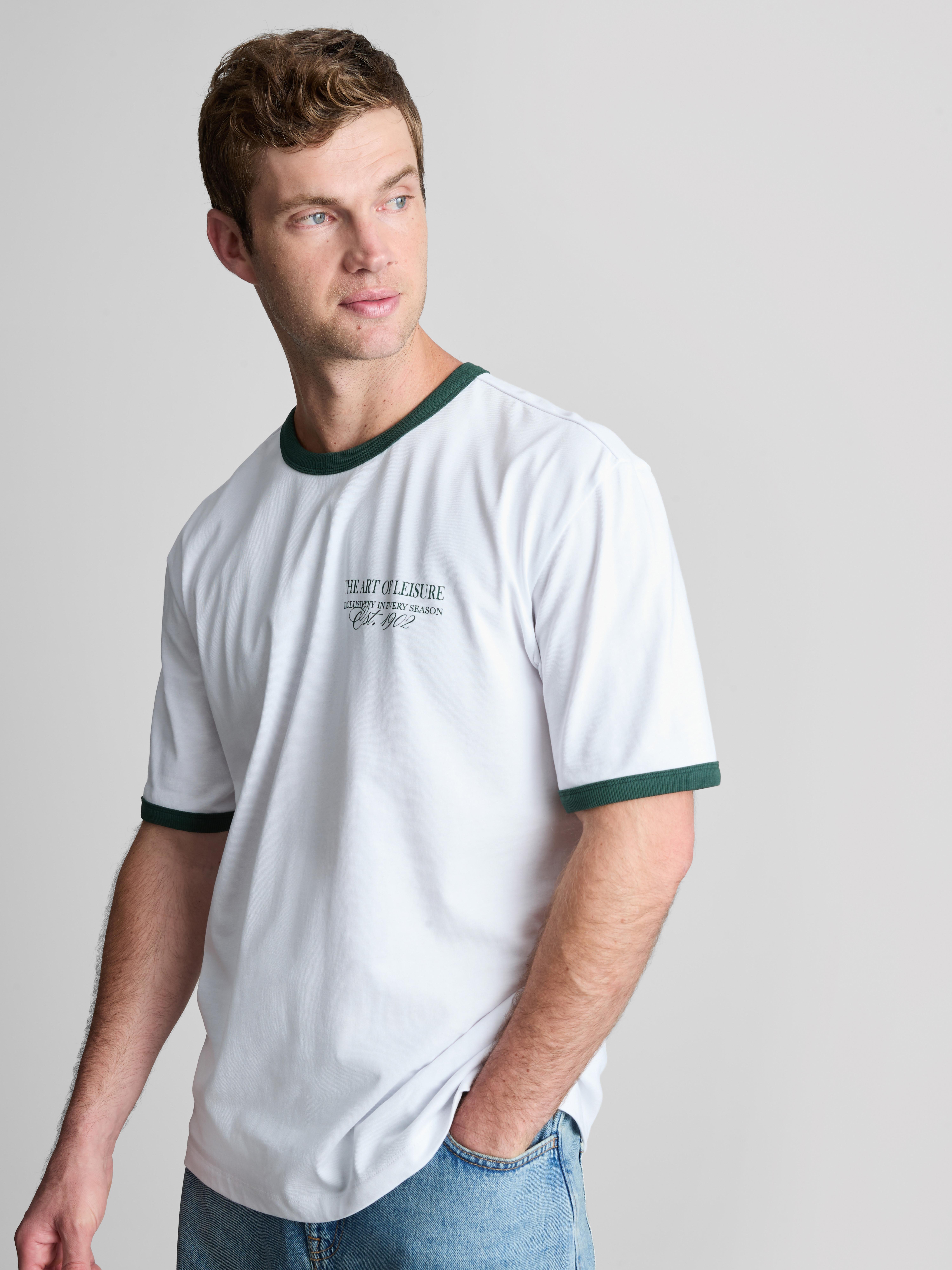 Pure Cotton Ringer Graphic T-Shirt