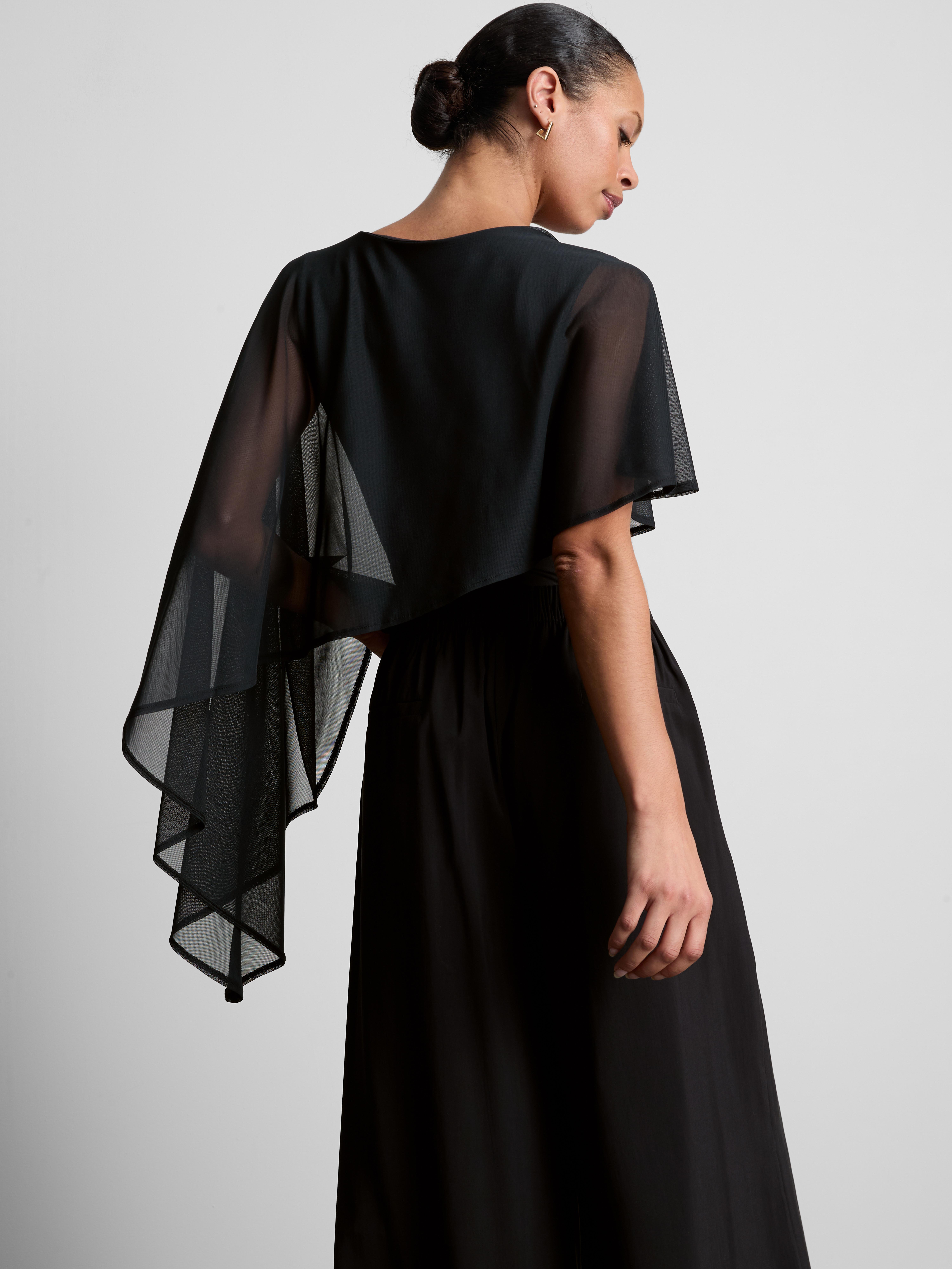Asymmetric Mesh Cape Bodysuit