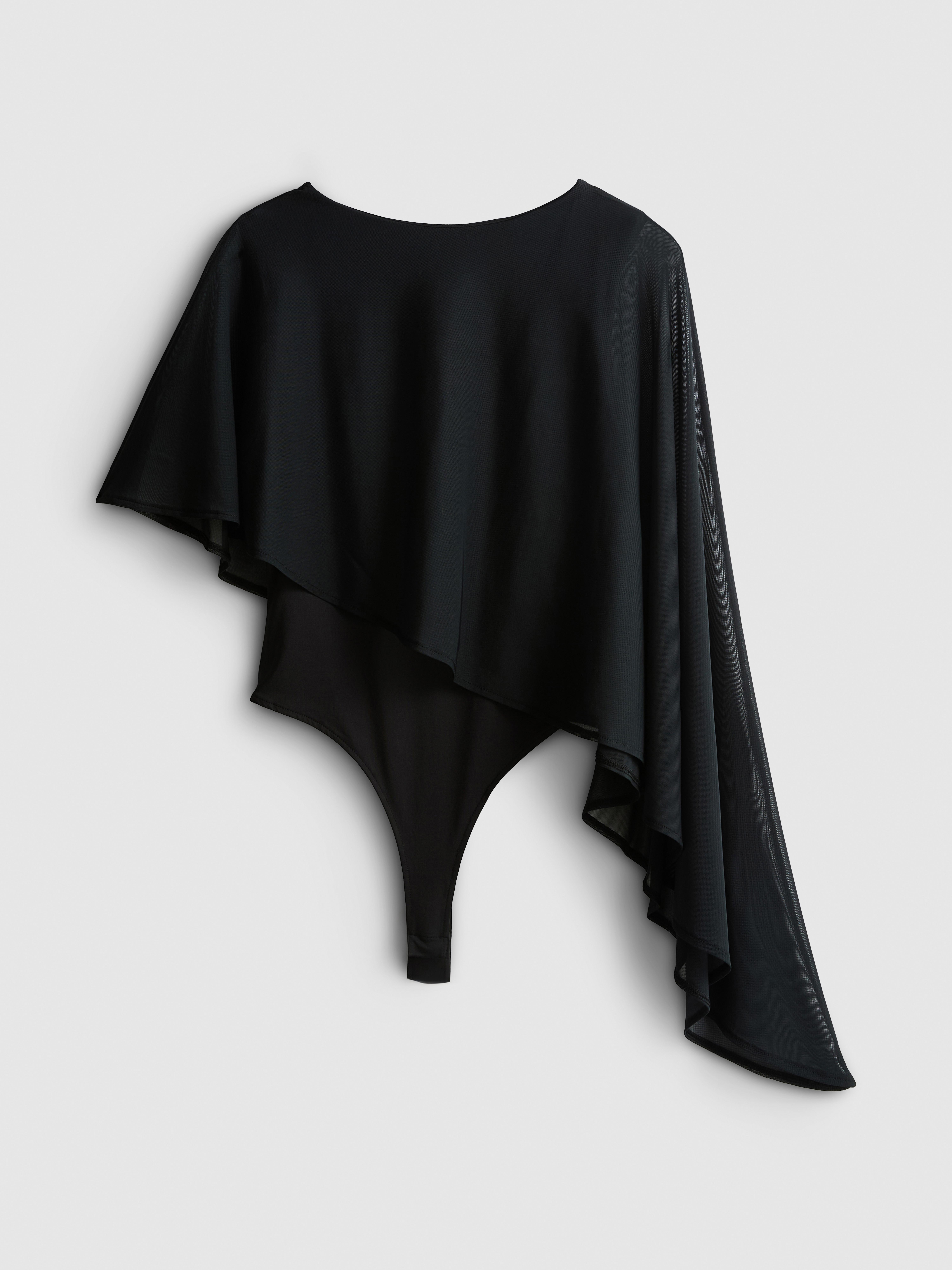Asymmetric Mesh Cape Bodysuit