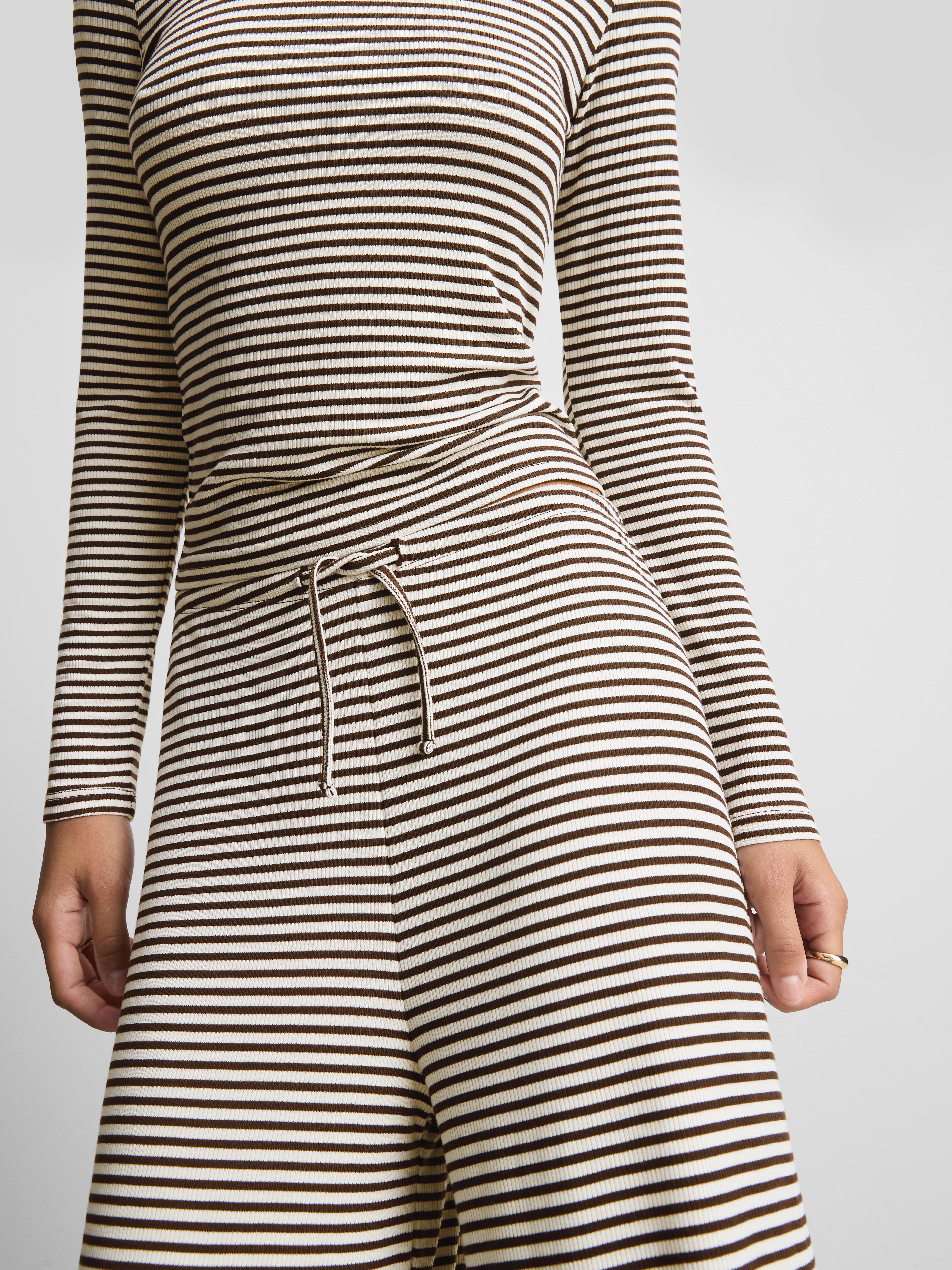 Womens Brown Striped Wide Leg Trousers | Primark