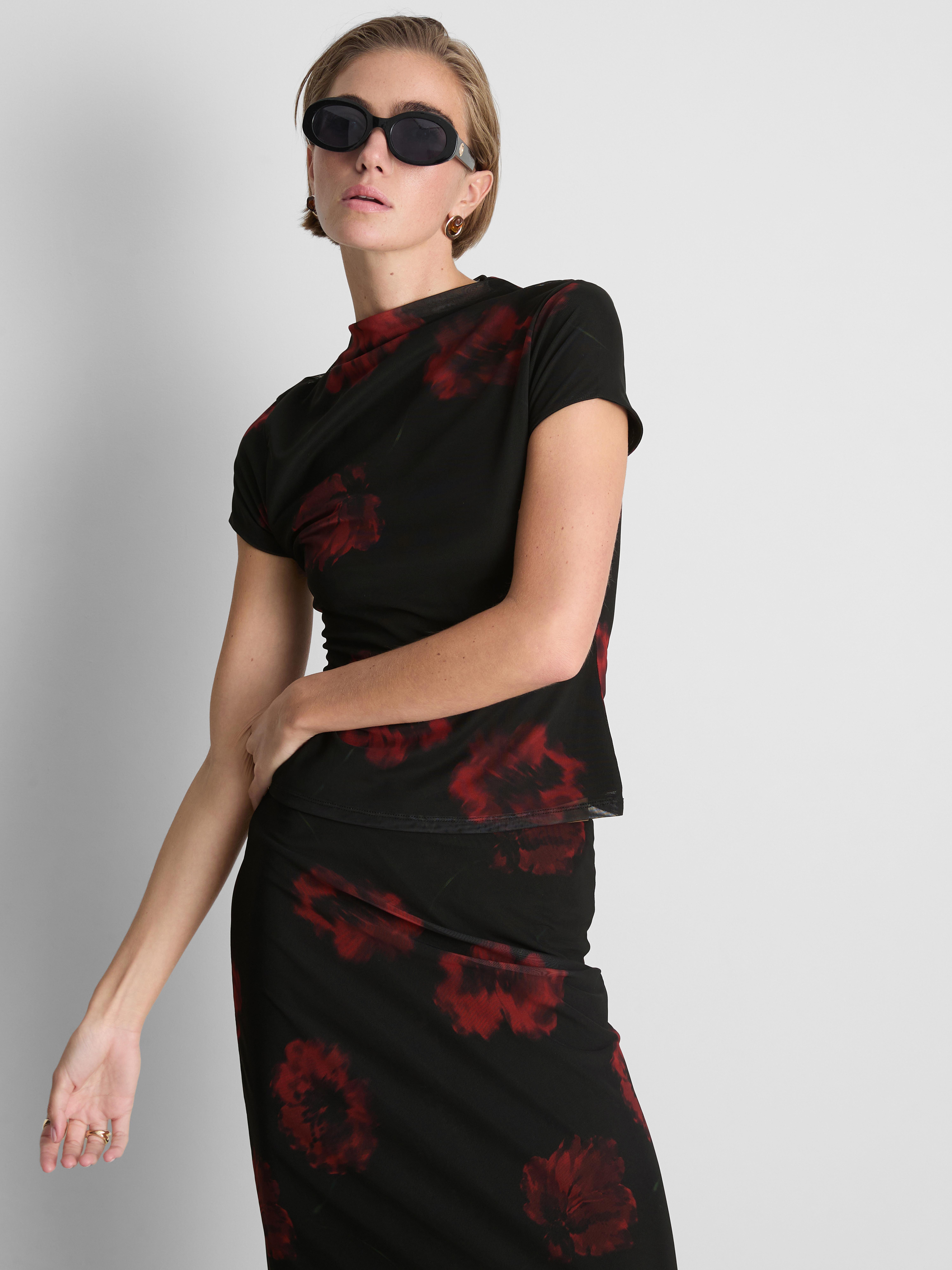 Floral Mesh Top