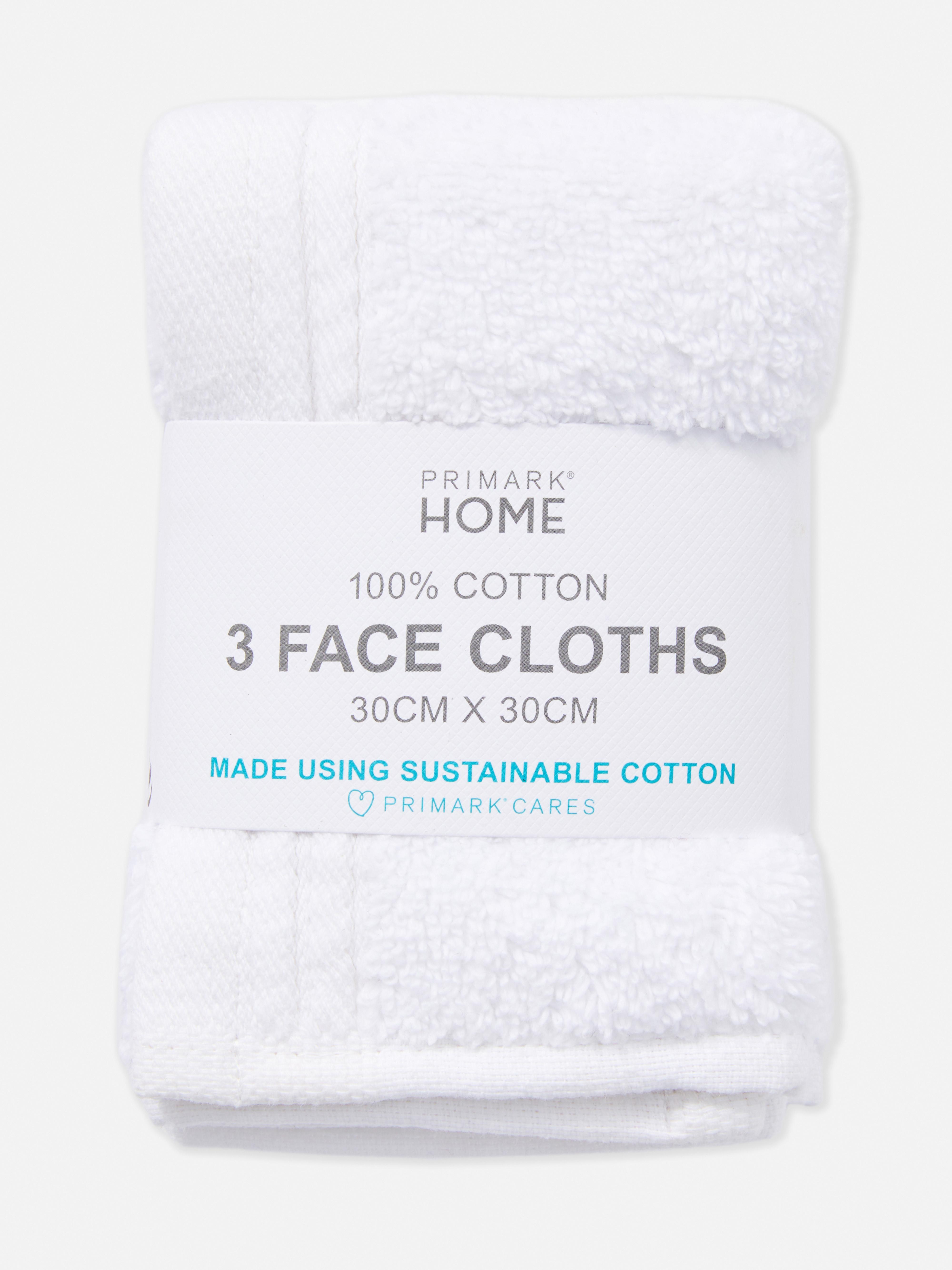 White 3pk White Ultrasoft Face Cloths Primark