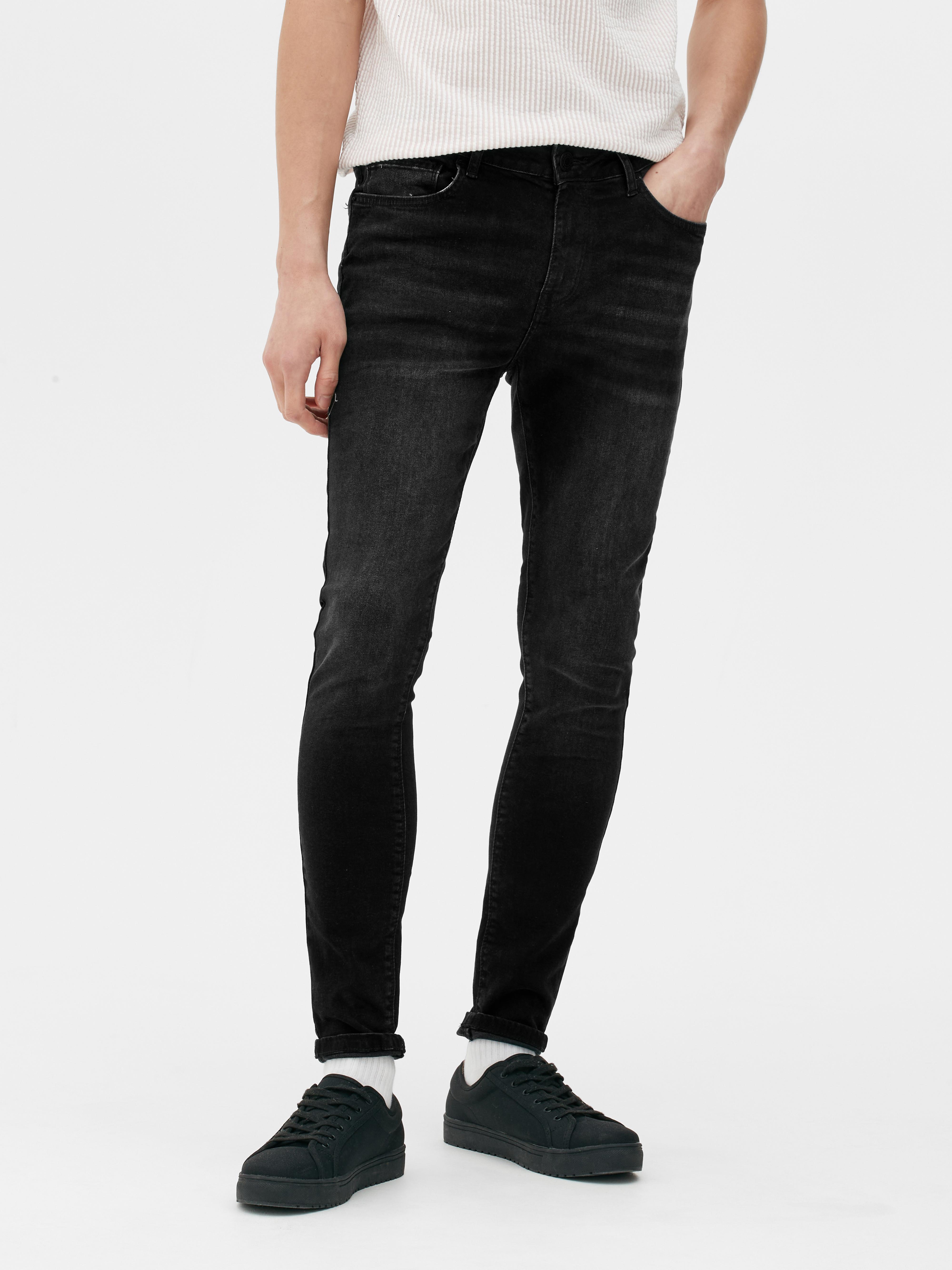 jean skinny super stretch délavé noir homme primark