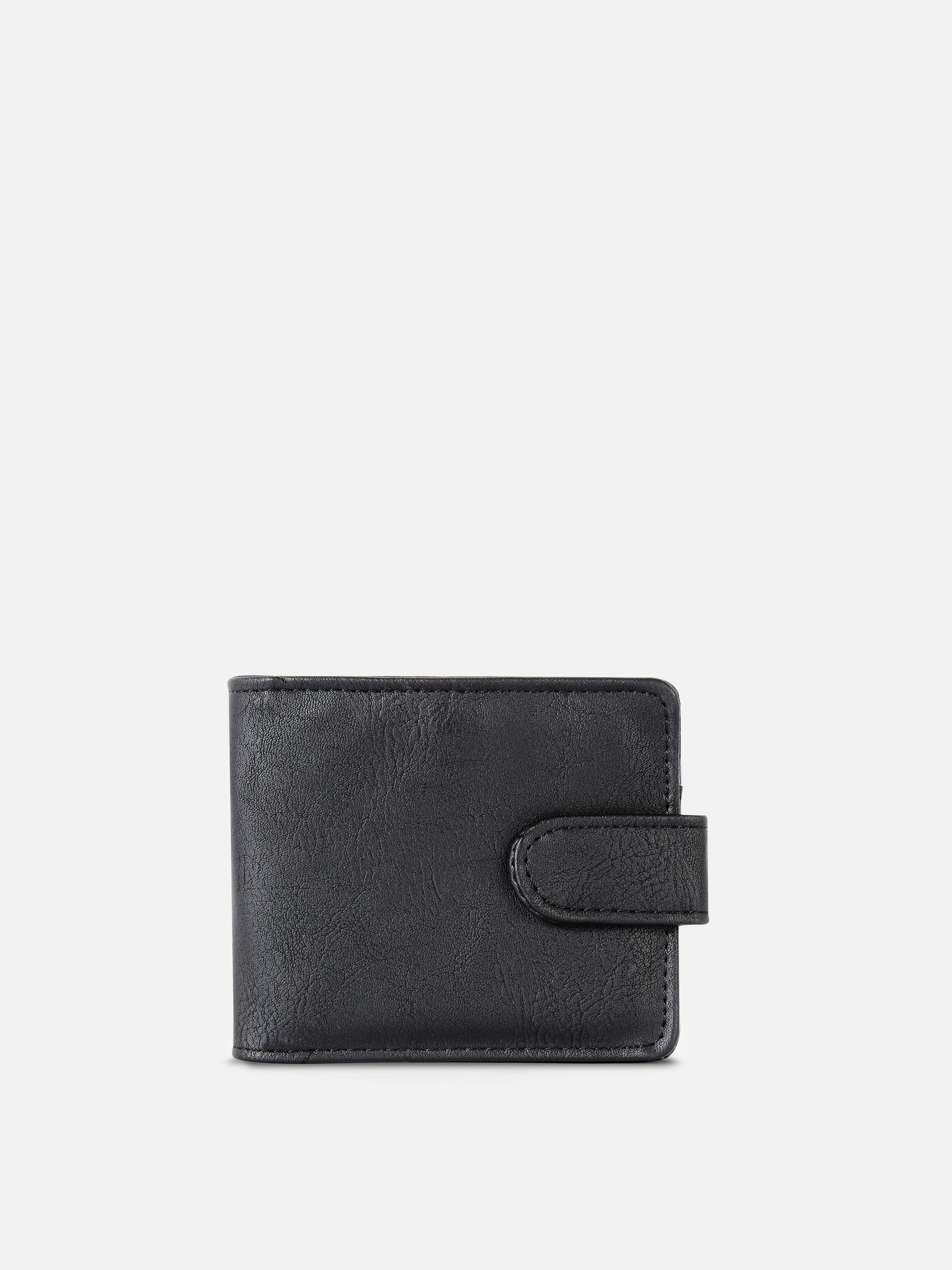 Faux Leather Clasp Wallet Black