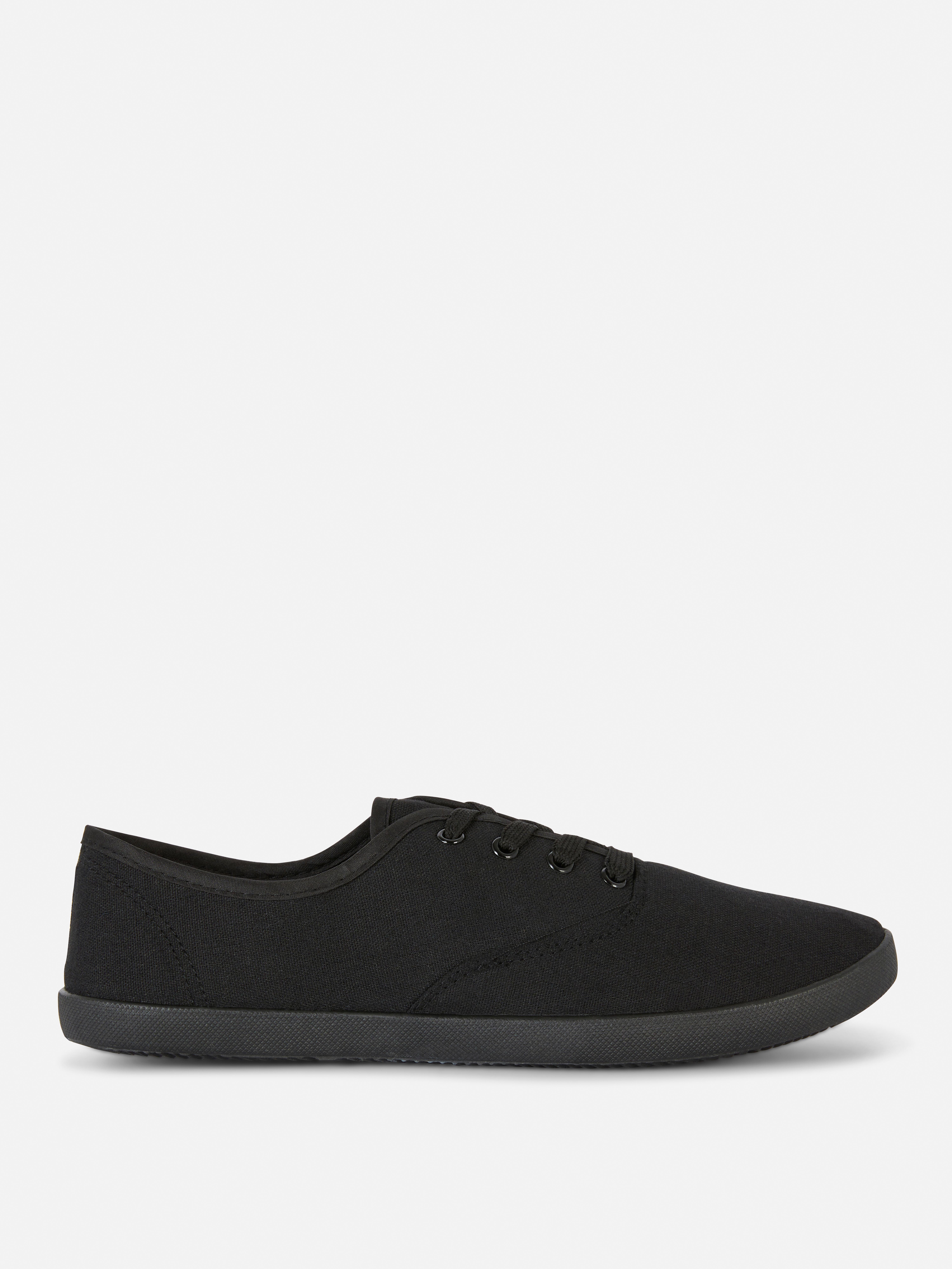 Canvas Lace-Up Trainers Black