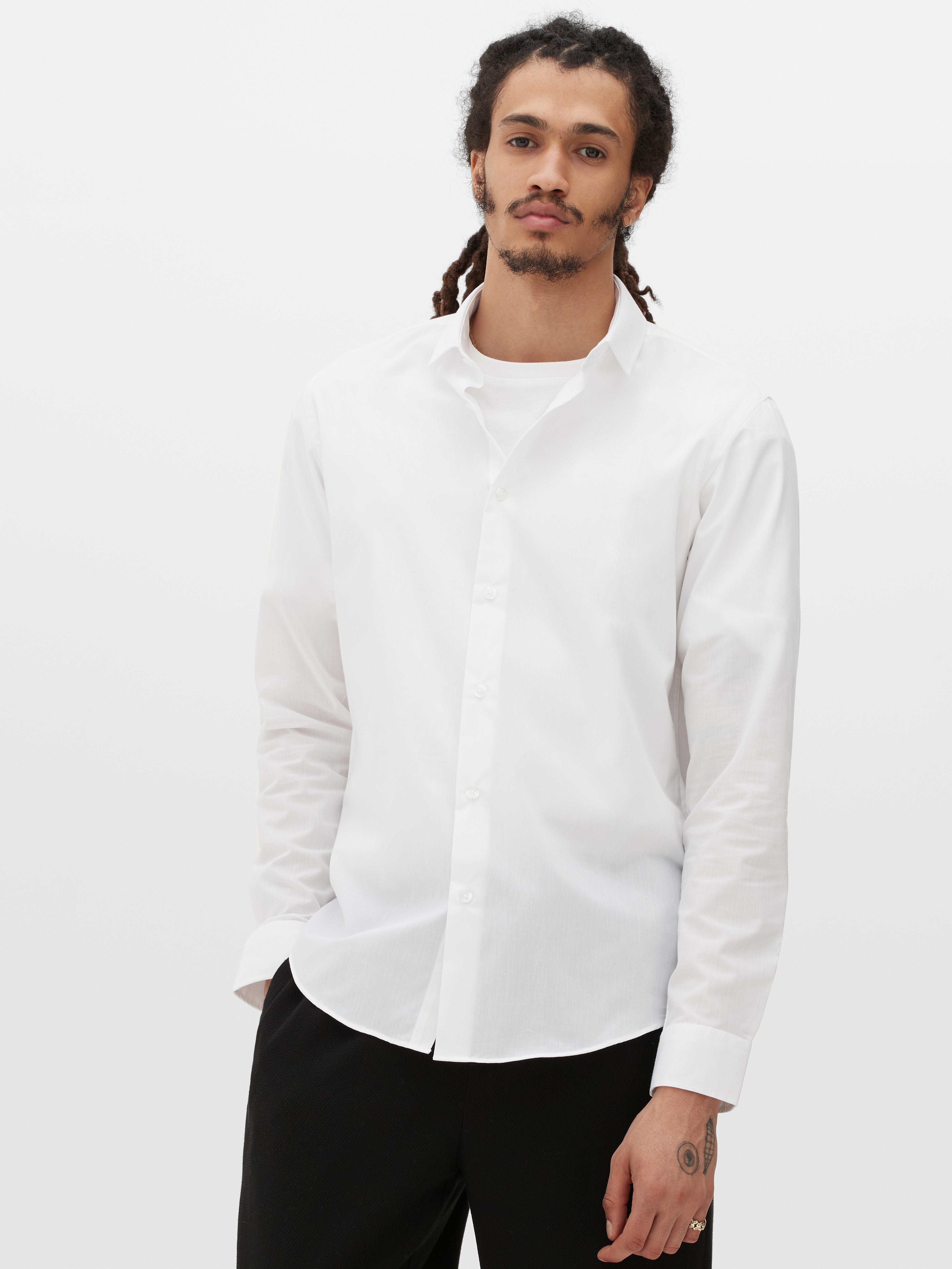 Mens White Long Sleeve Regular Fit Shirt