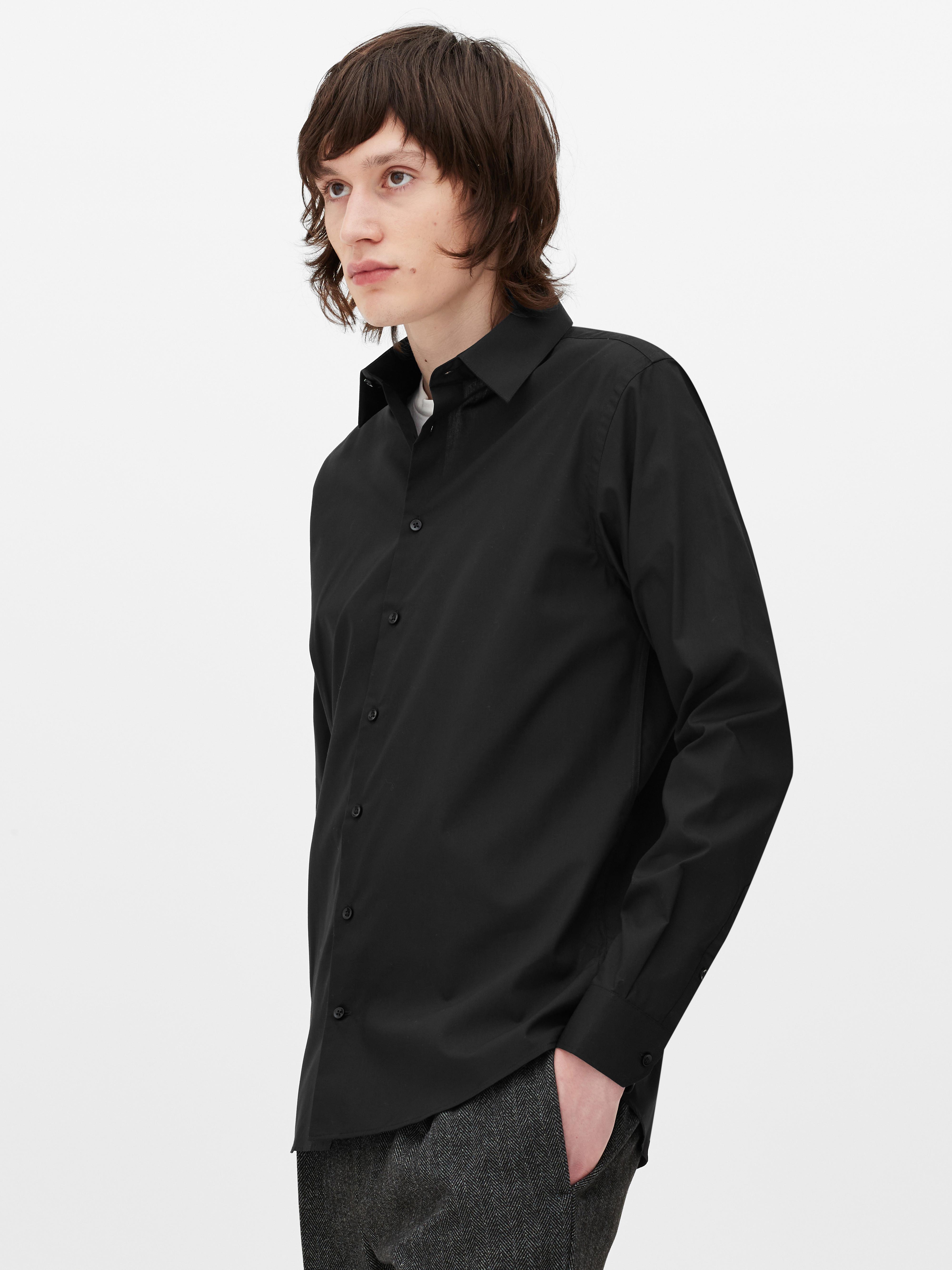 Mens Black Long Sleeve Regular Fit Shirt