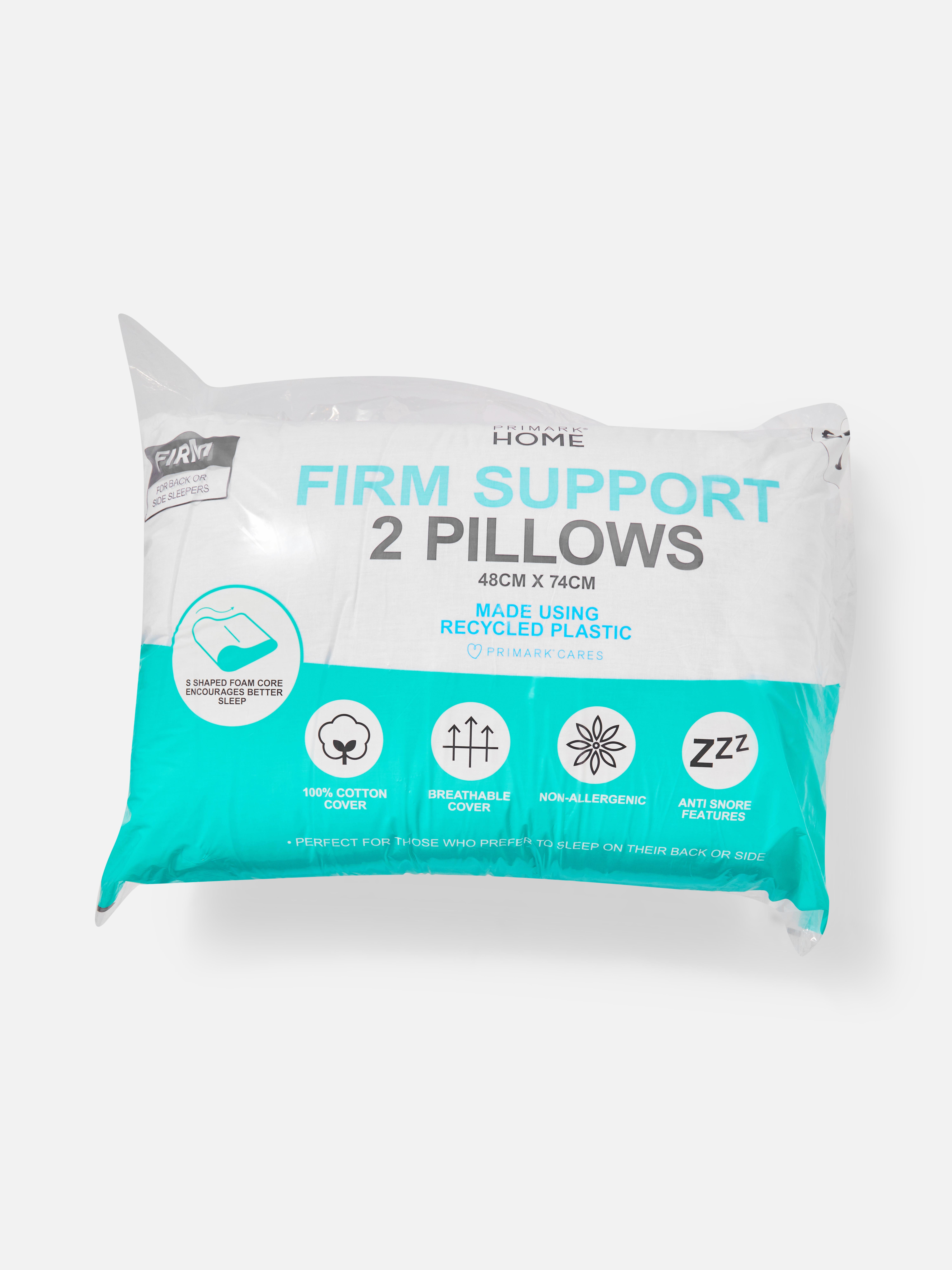 2pk Firm Support Anti Snore Pillows