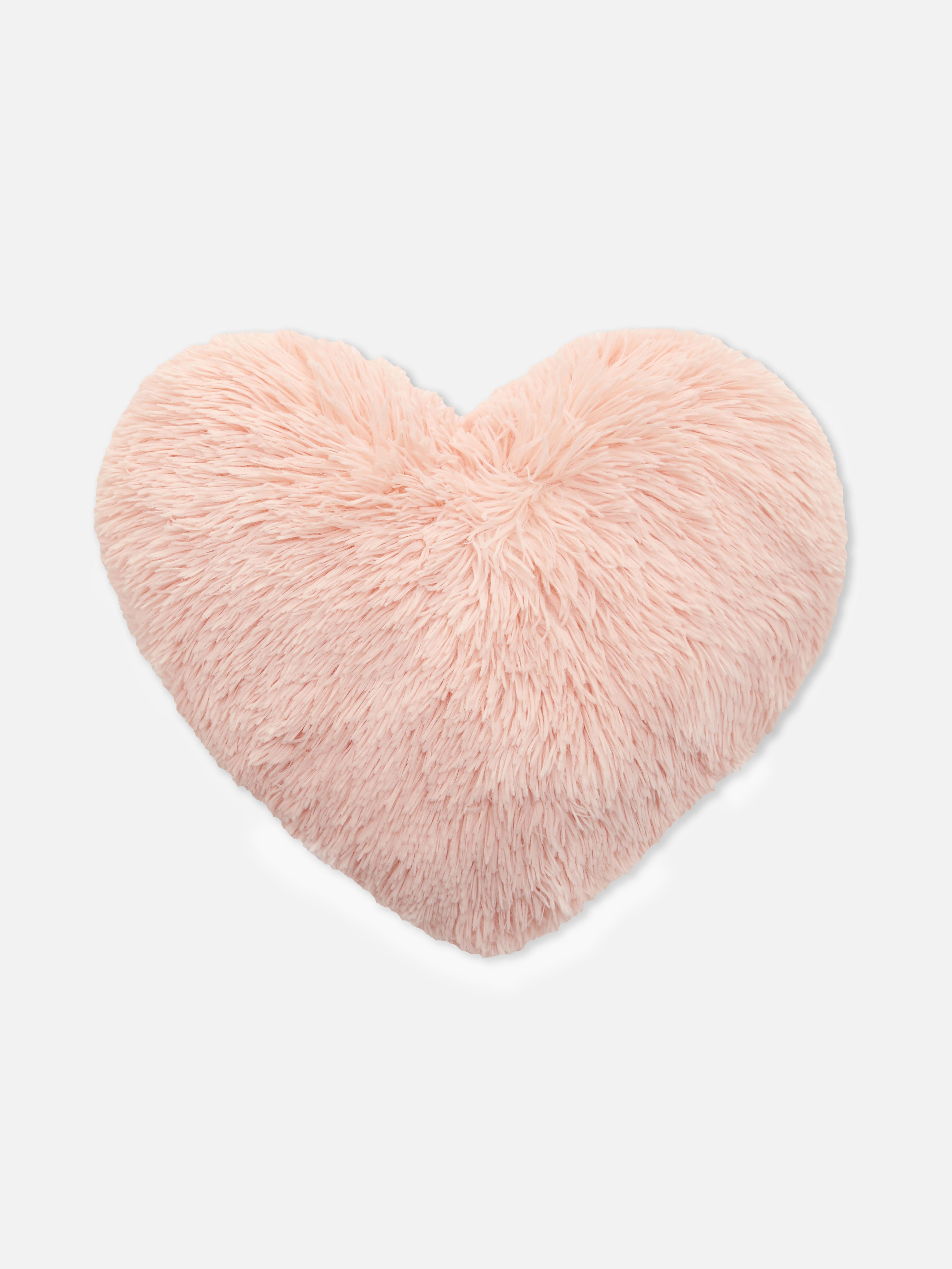 Hot Pink Heart Shaped Pillow Fluffy Faux Fur - Small Size Mother's Day Gift