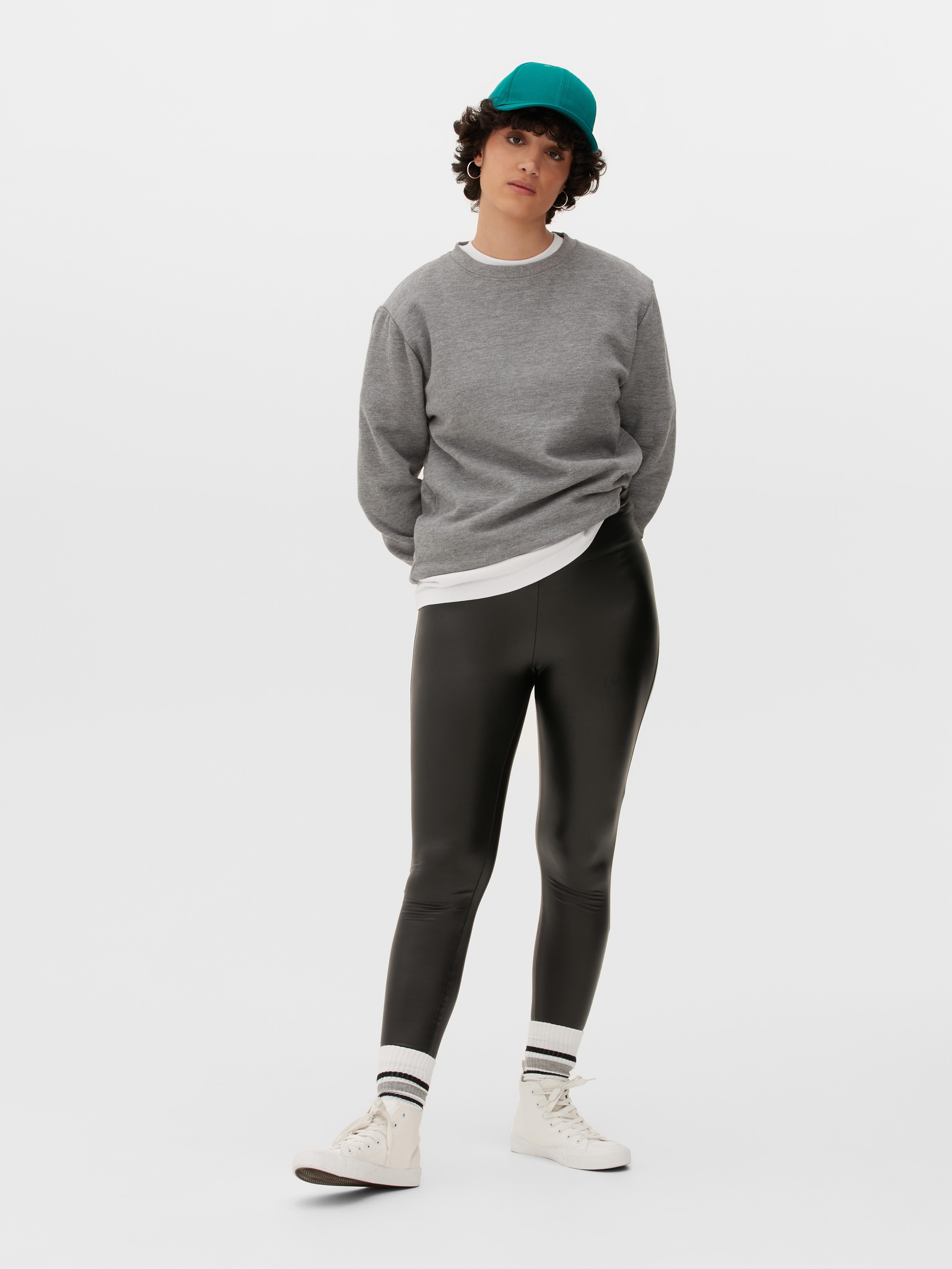 Pull and bear leather on sale leggings