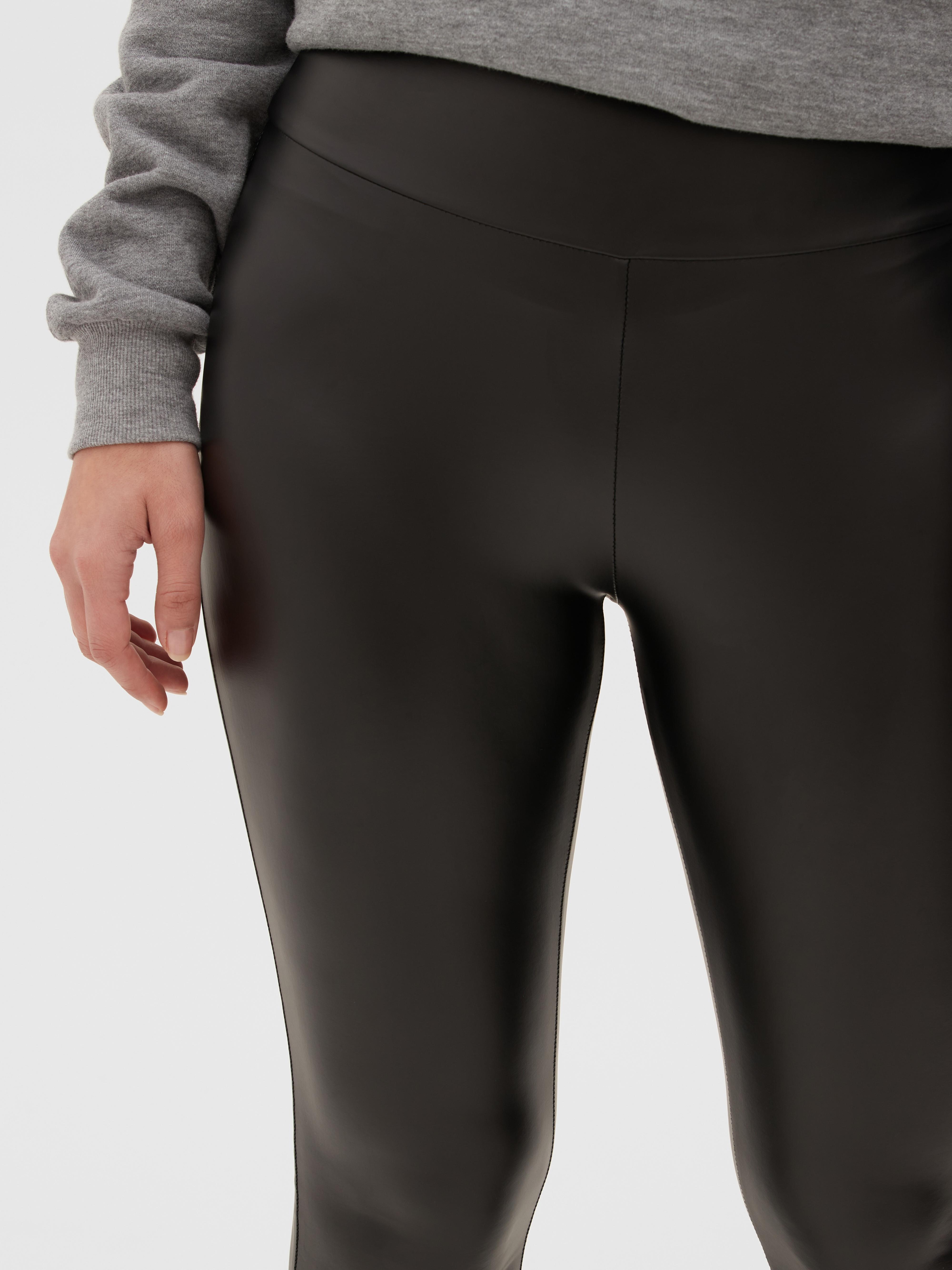 Leggings elegantes de piel sintética Margaretta, negro y plateado --44%