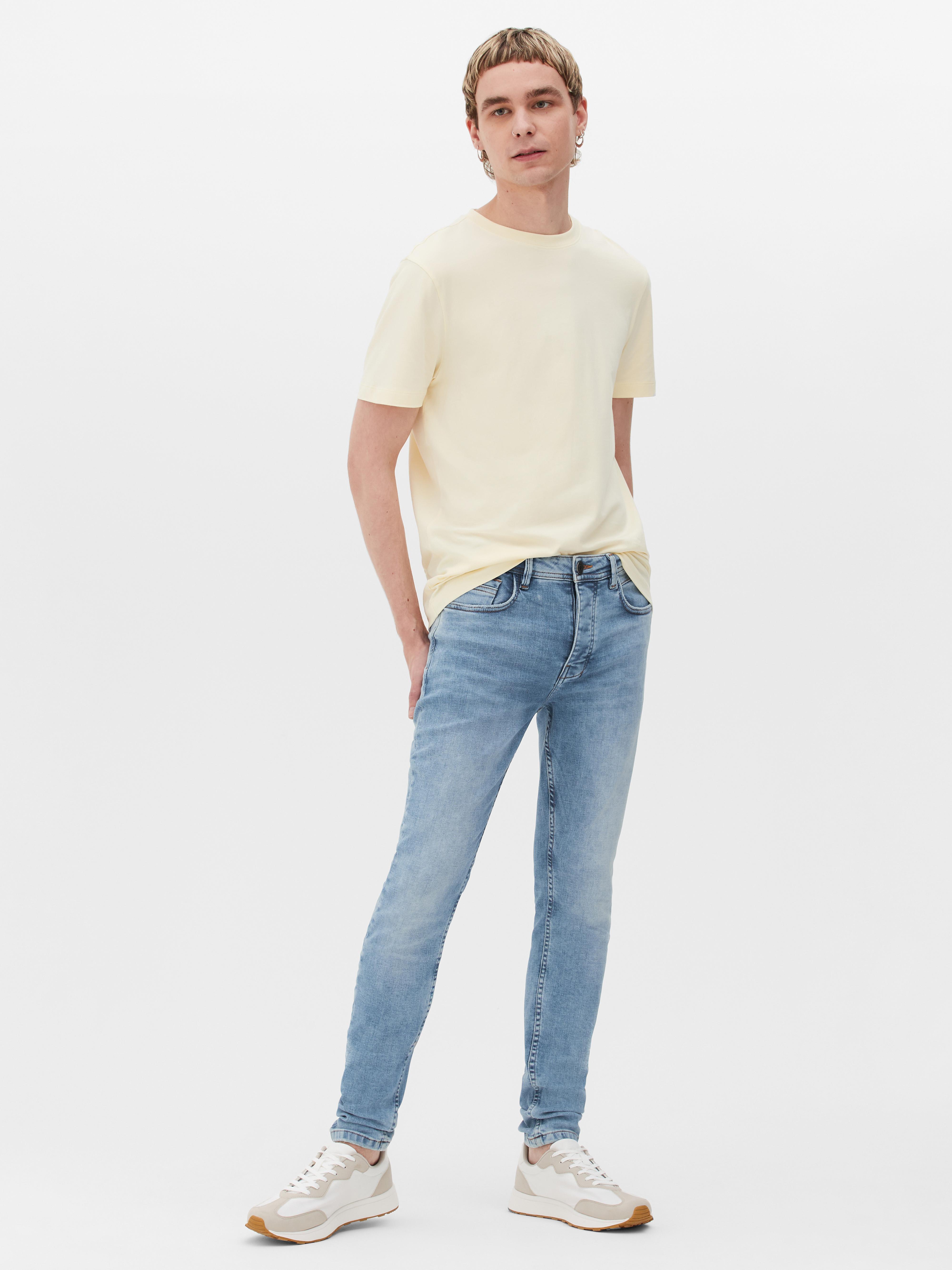 Skinny jeans met normale taille Middenblauw