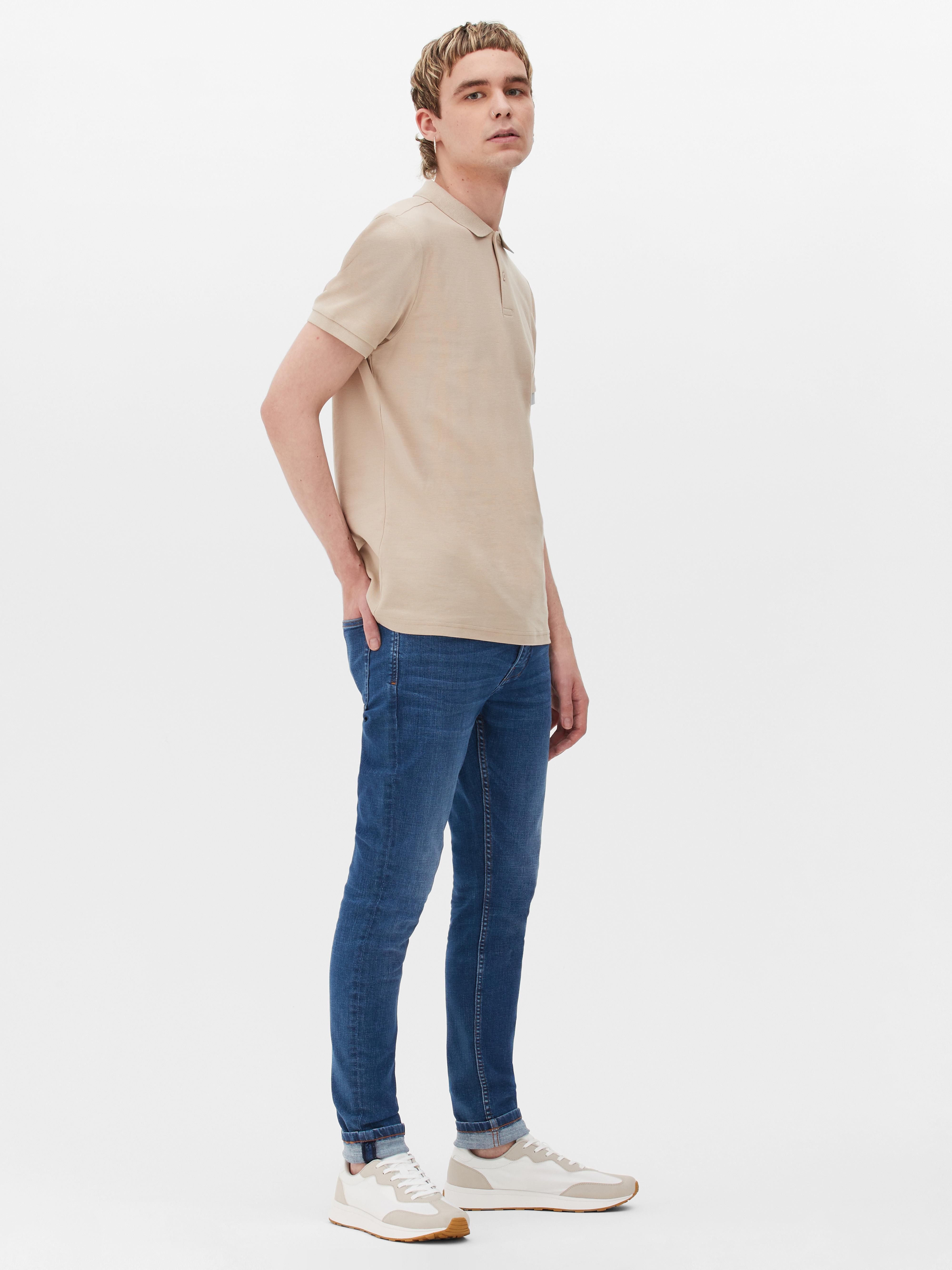 Skinny jeans met normale taille Donkerblauw