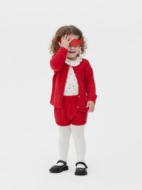 Knitted Shorts Cardigan And Top Set