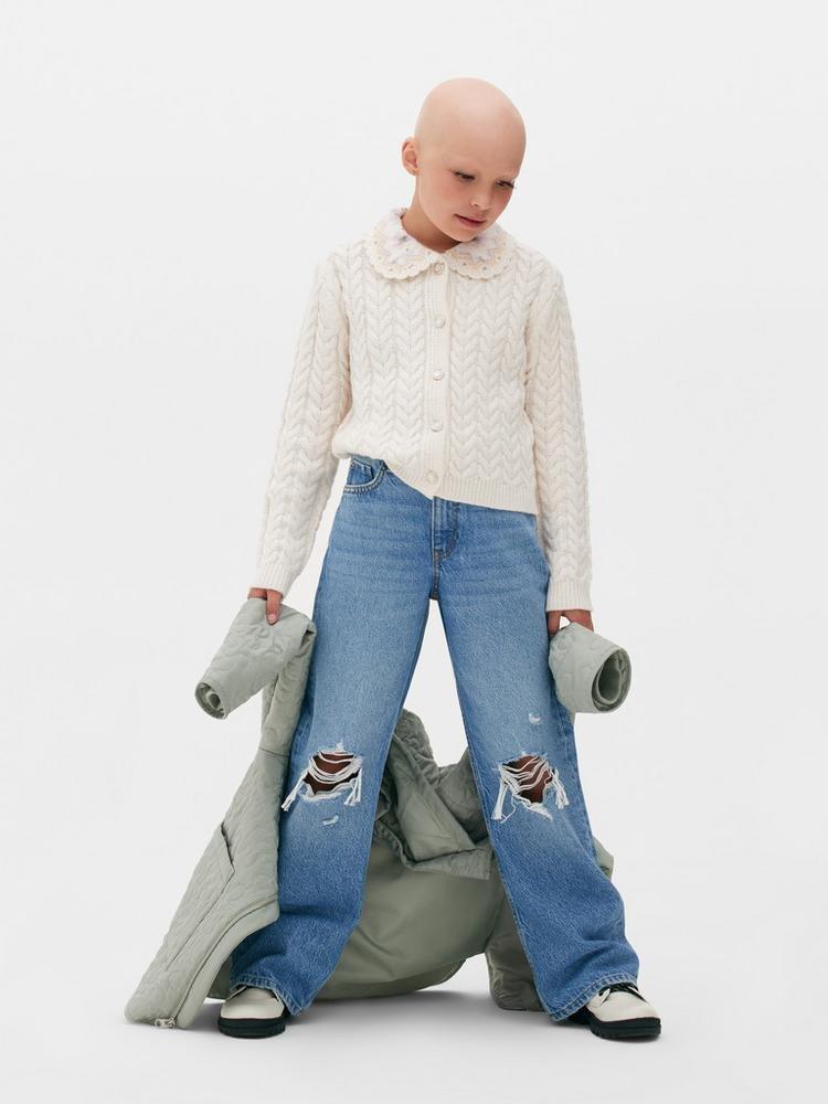 70s Ripped Wide Leg Jeans