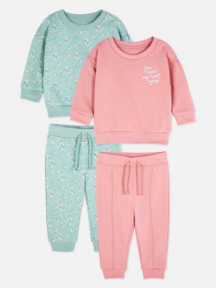 2pk Crew Neck Sweatshirt And Joggers Set