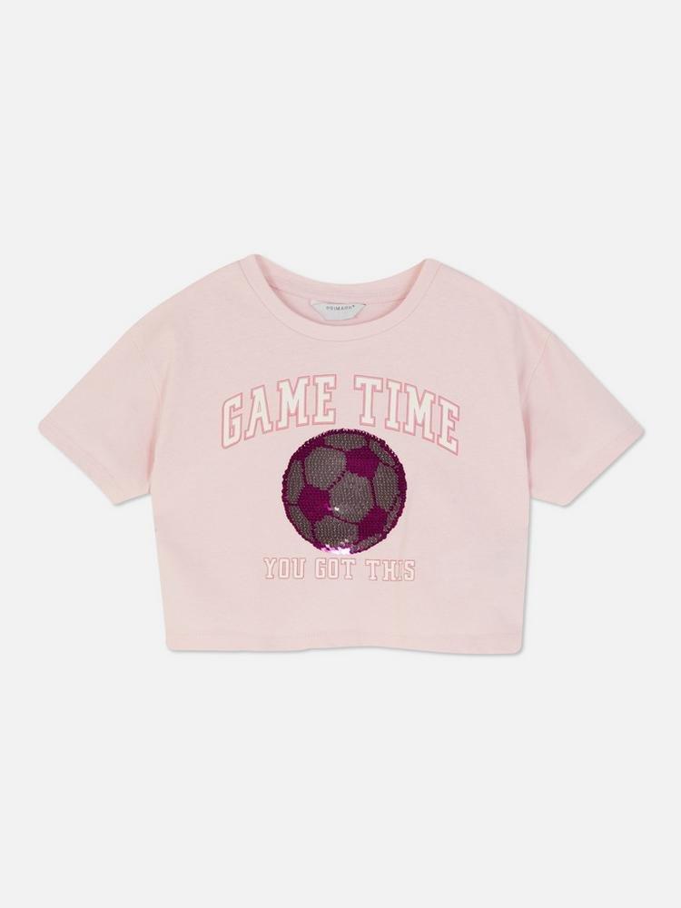 Sequin Football Cropped T-shirt