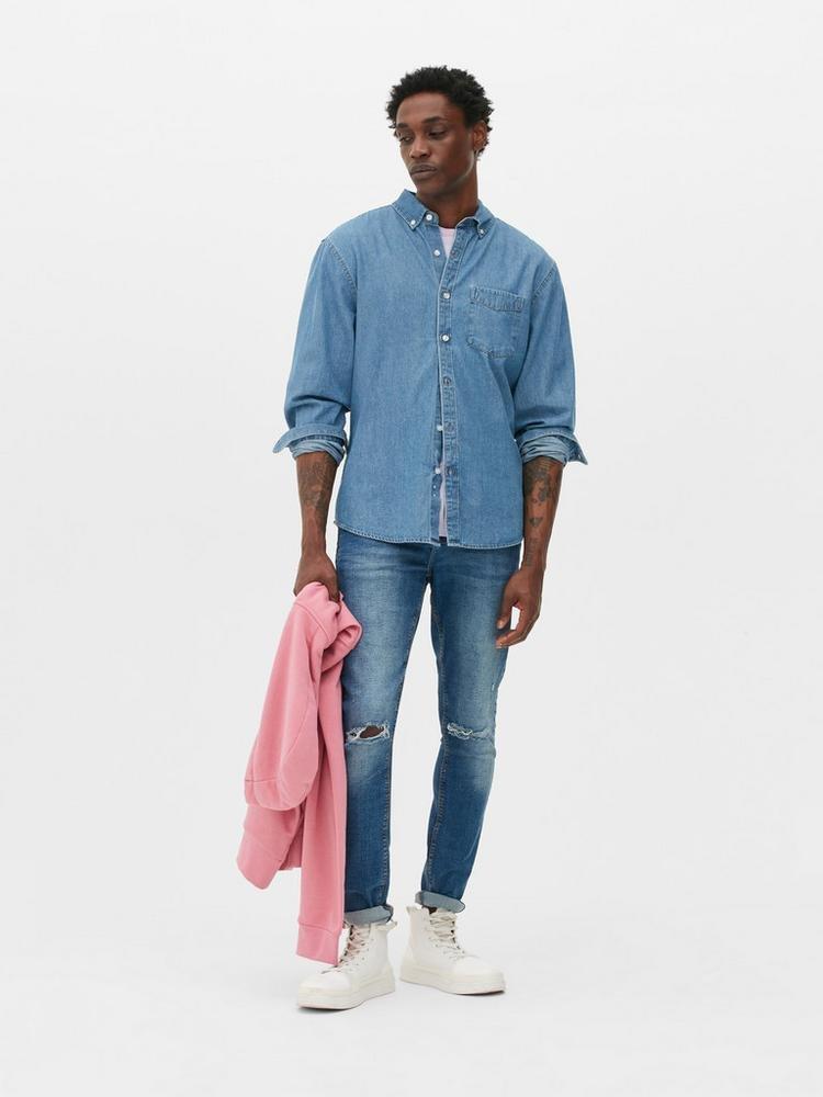 Button-Down Collar Denim Shirt