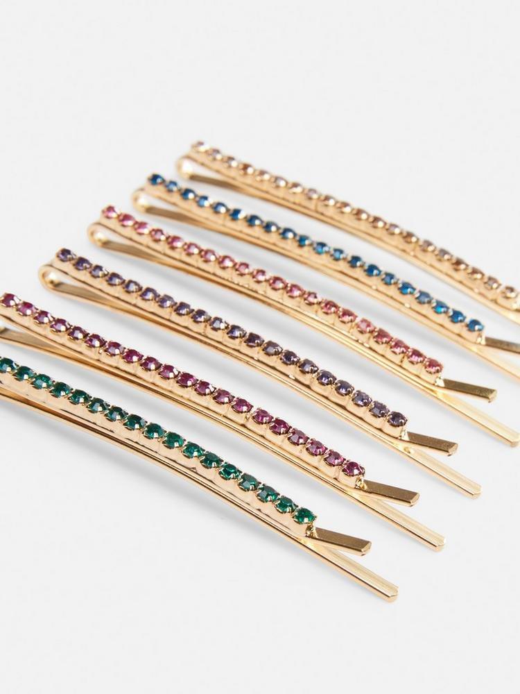 6pk Diamante Hair Slides