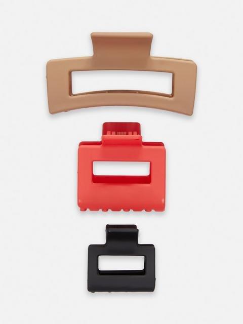 3pk Rectangle Bulldog Hairclips