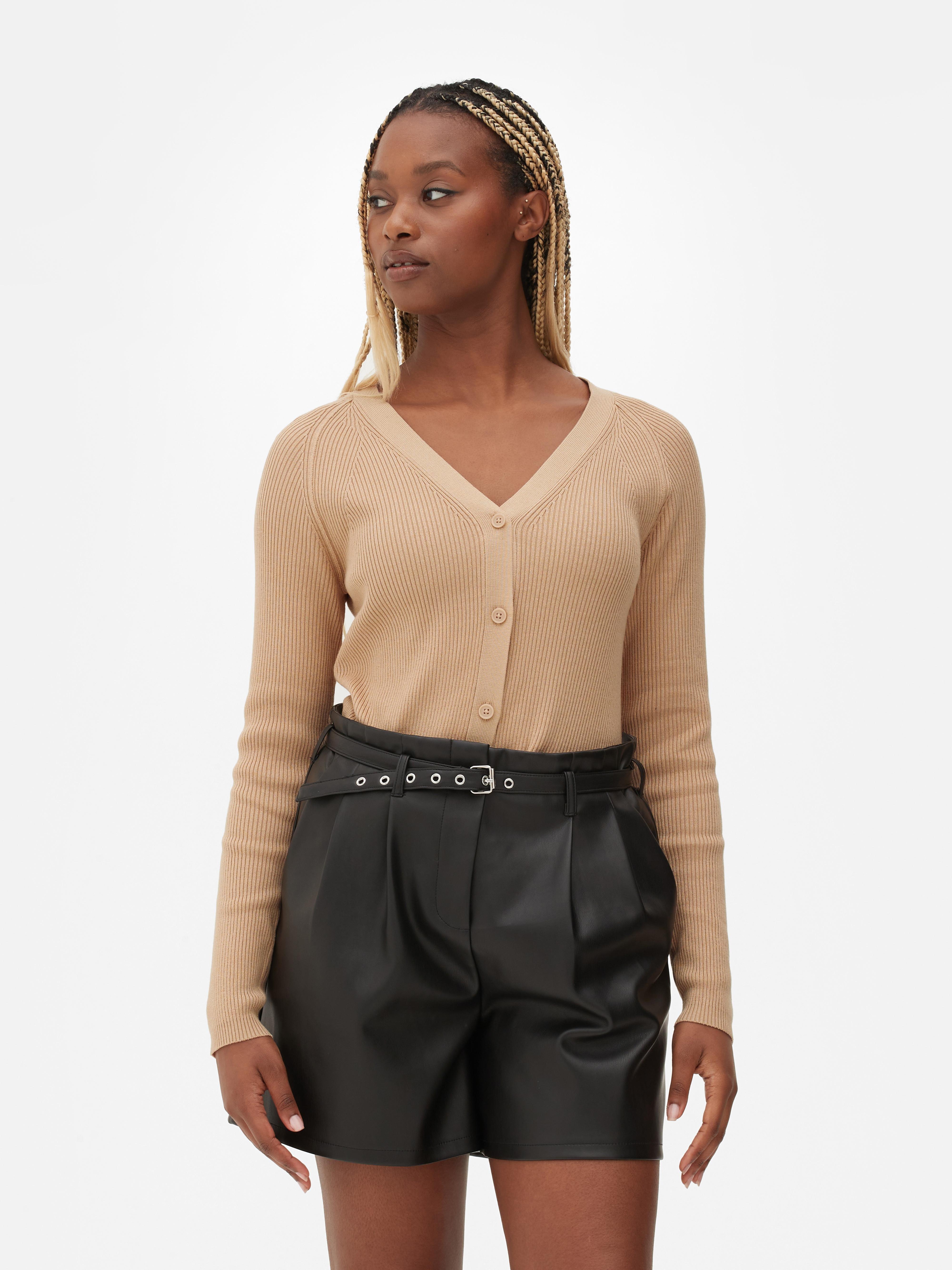 Ribbed V-neck Cardigan