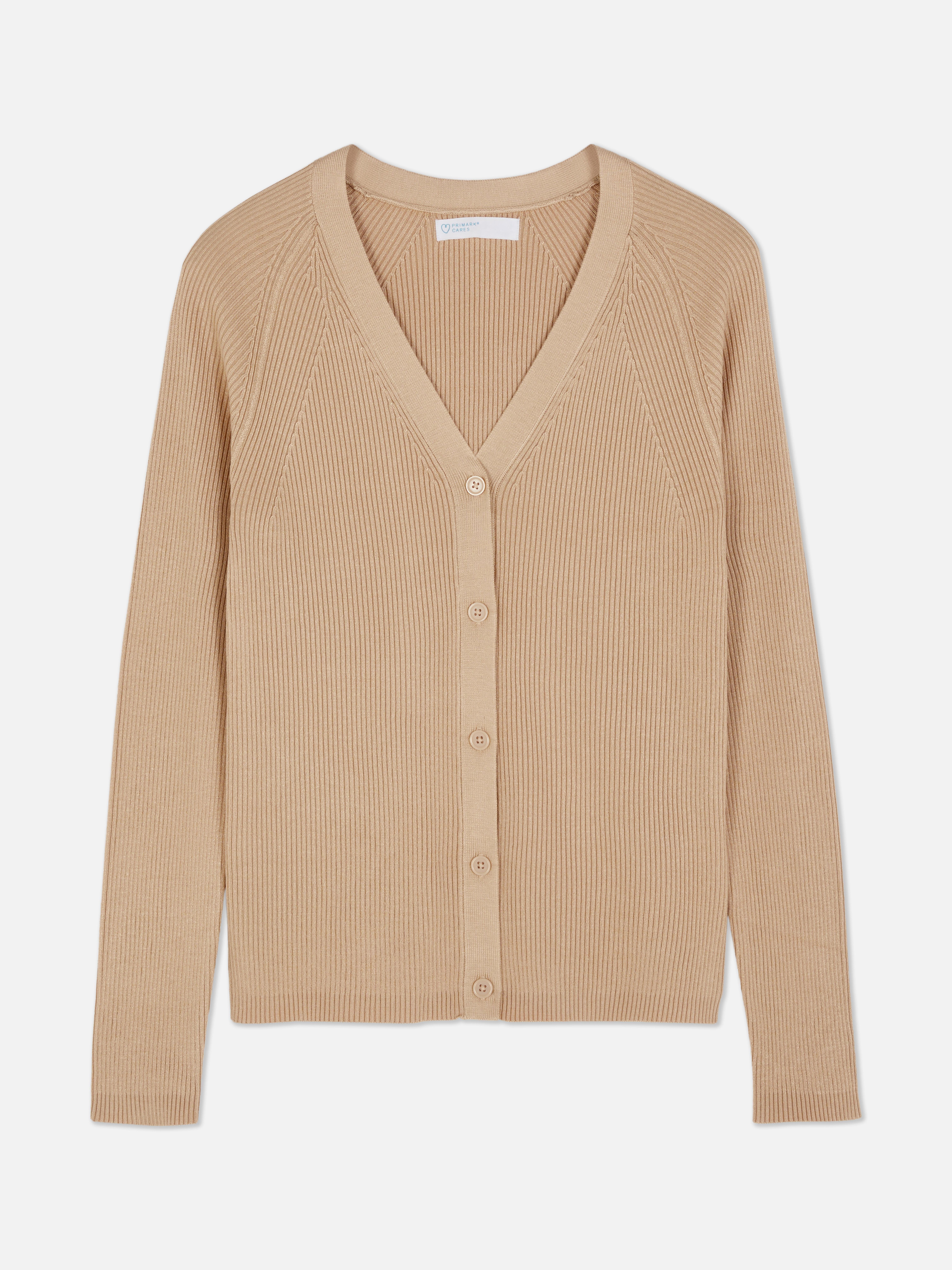 Ribbed V-neck Cardigan