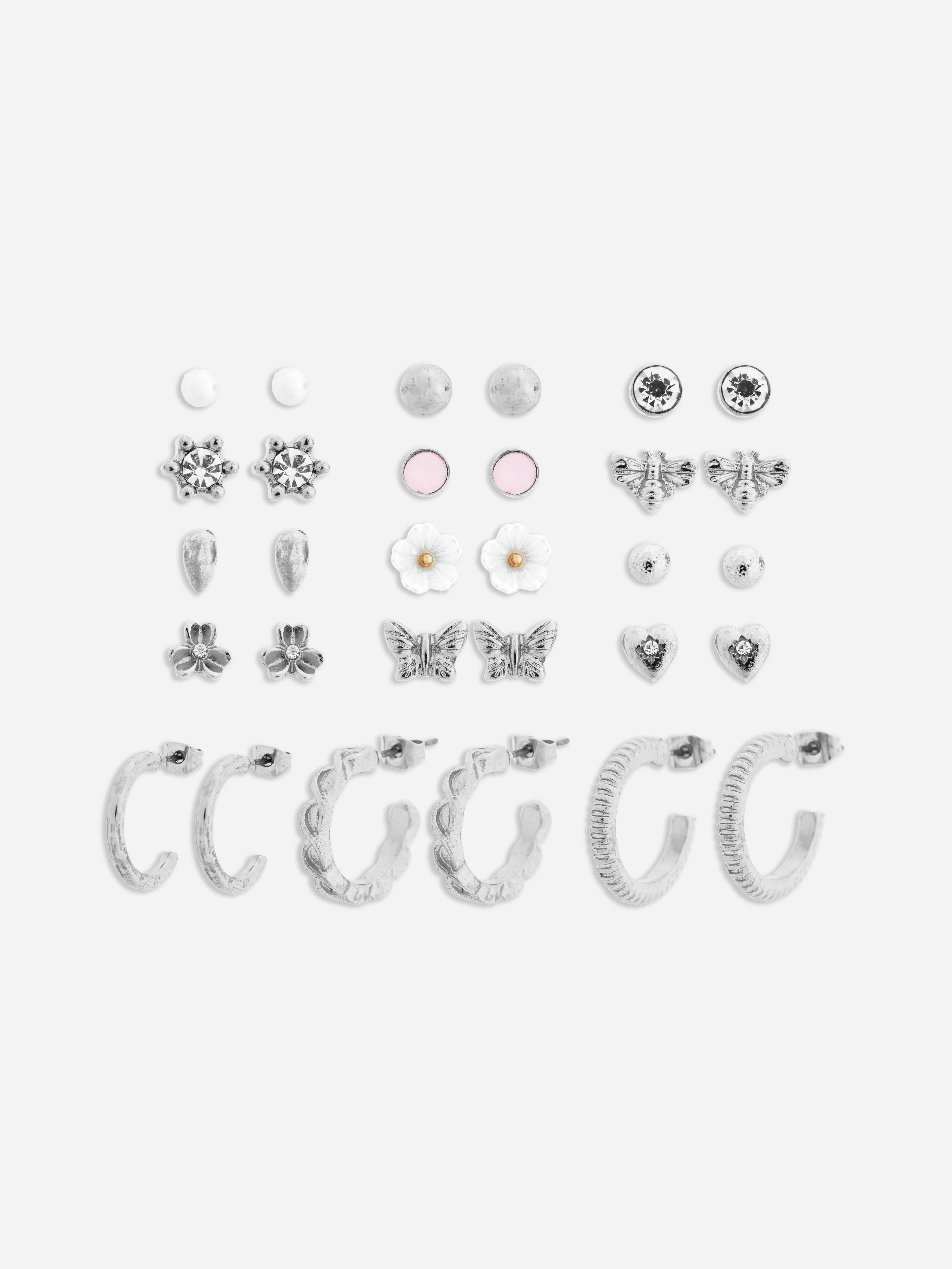 15pk Stud and Hoop Earrings