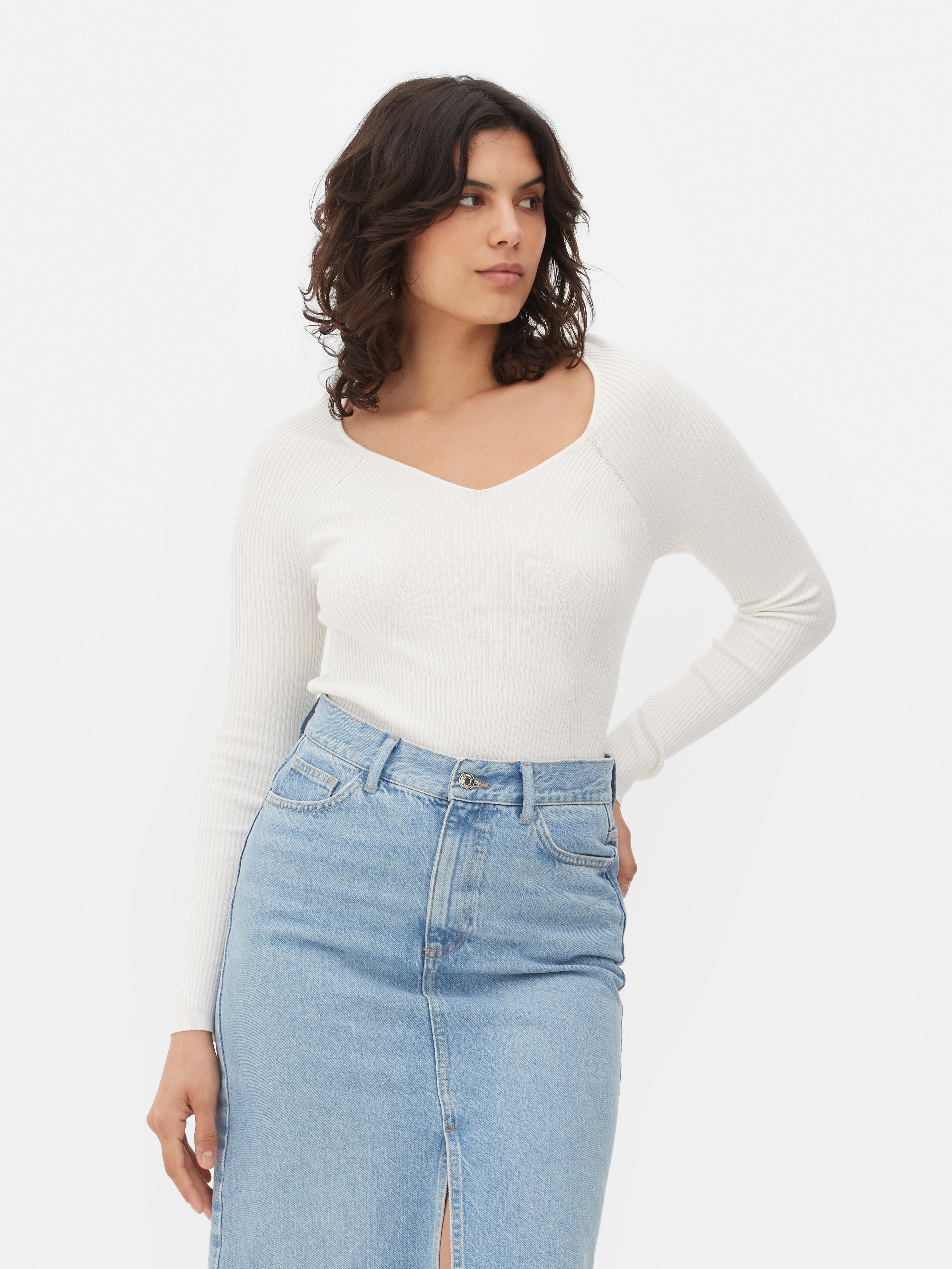 Ribbed V-Neck Top