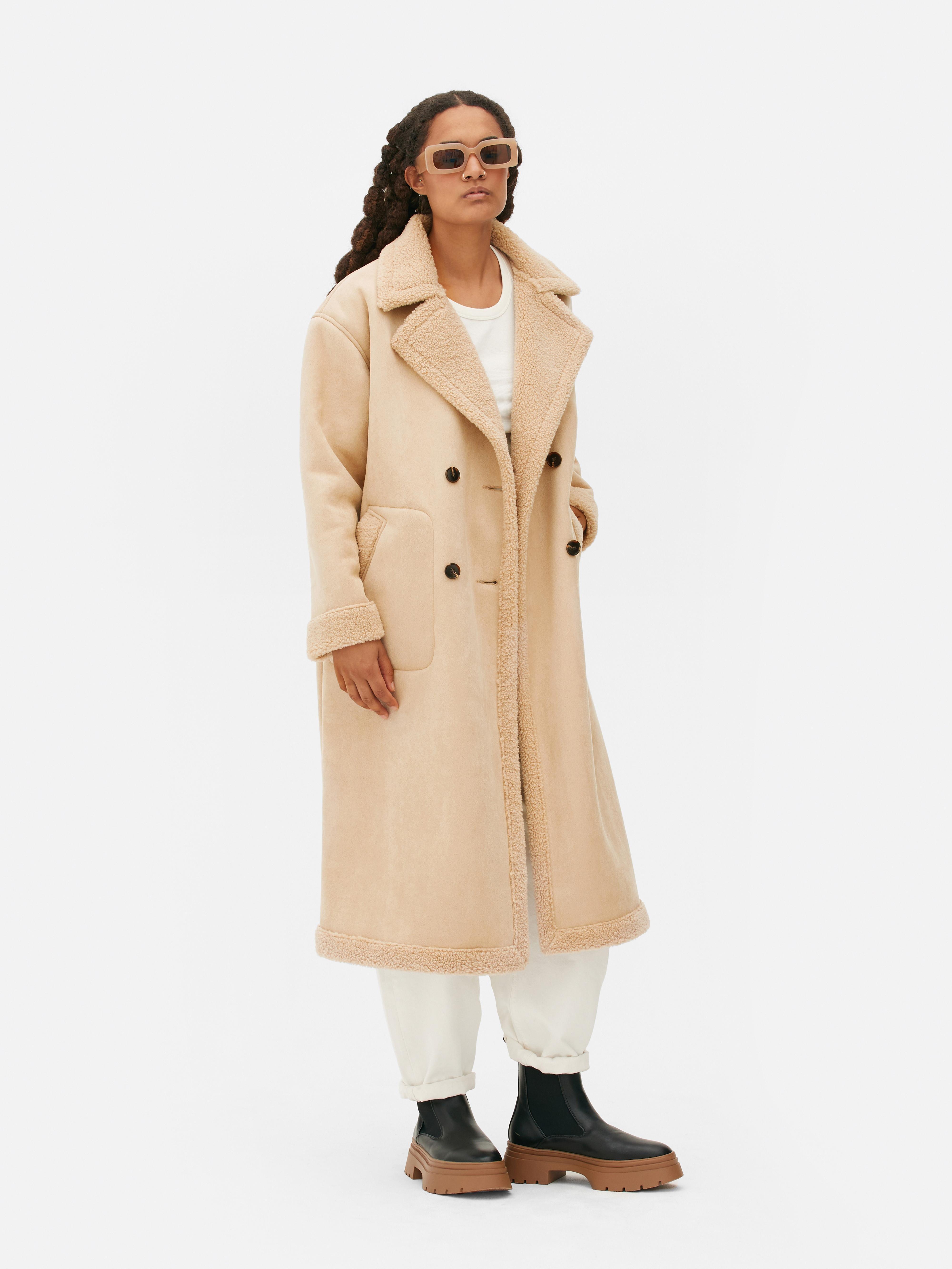 Borg Lined Double Breasted Coat