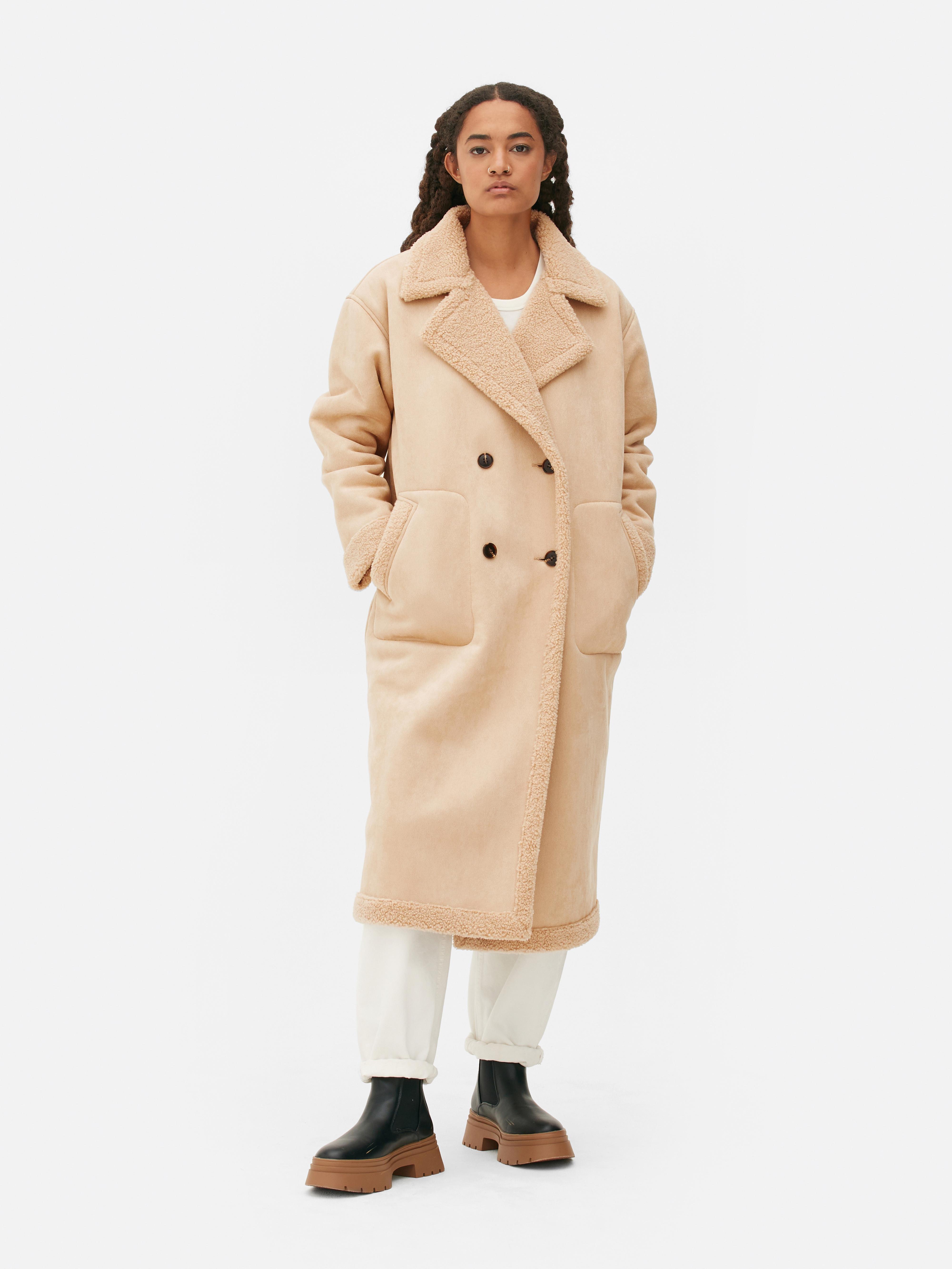 Borg Lined Double Breasted Coat