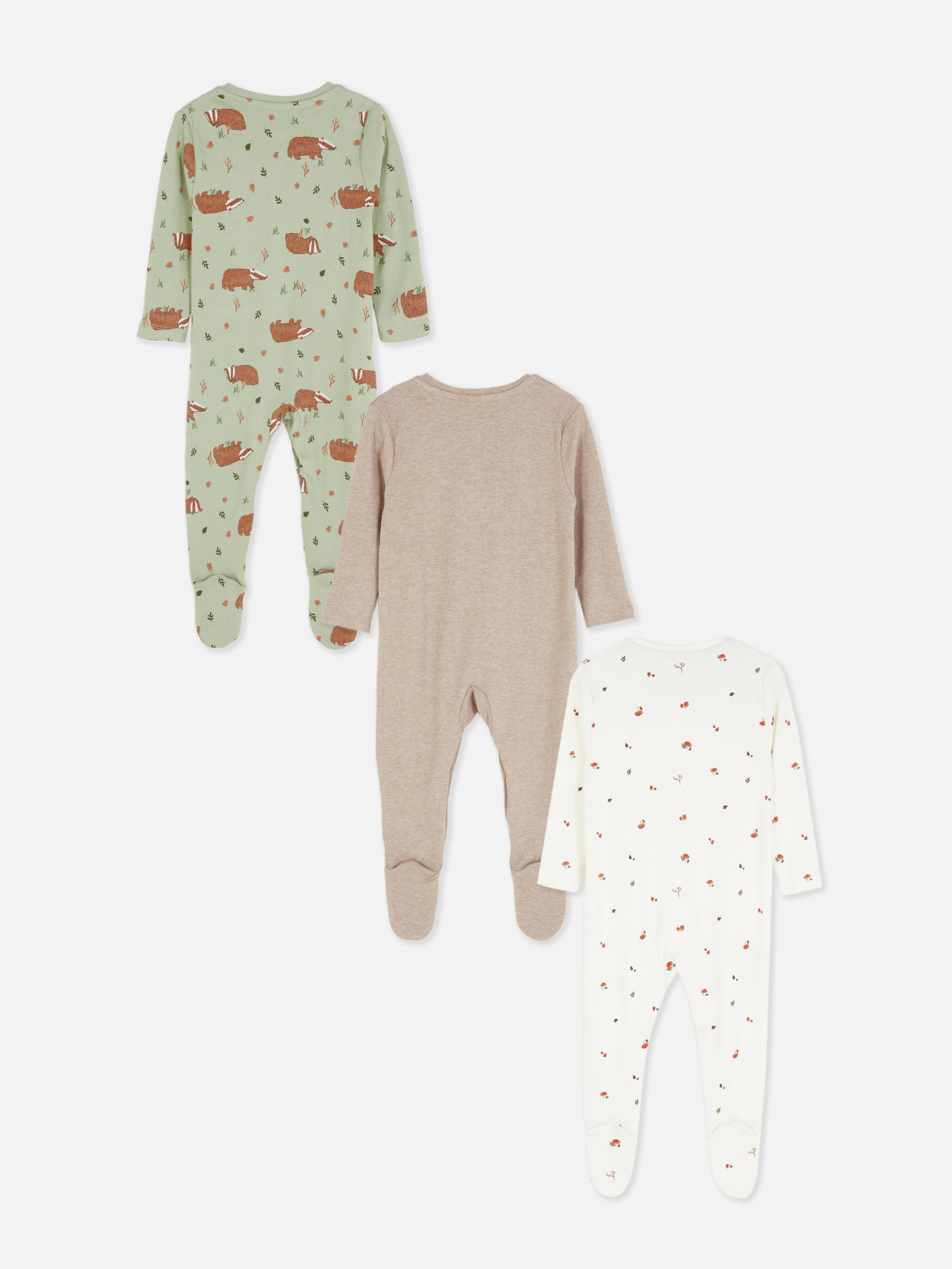 3pk Woodland Sleepsuits
