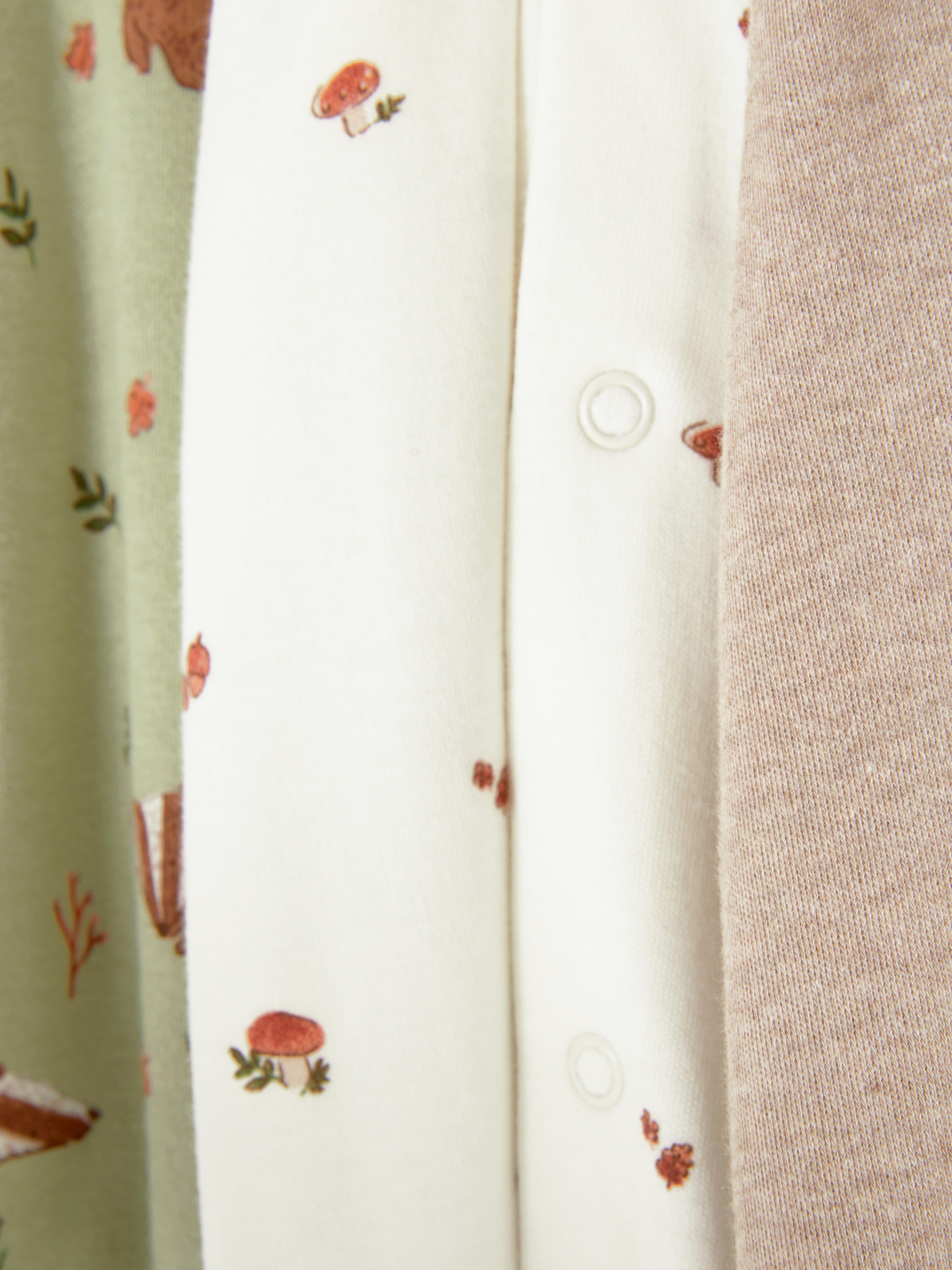 3pk Woodland Sleepsuits