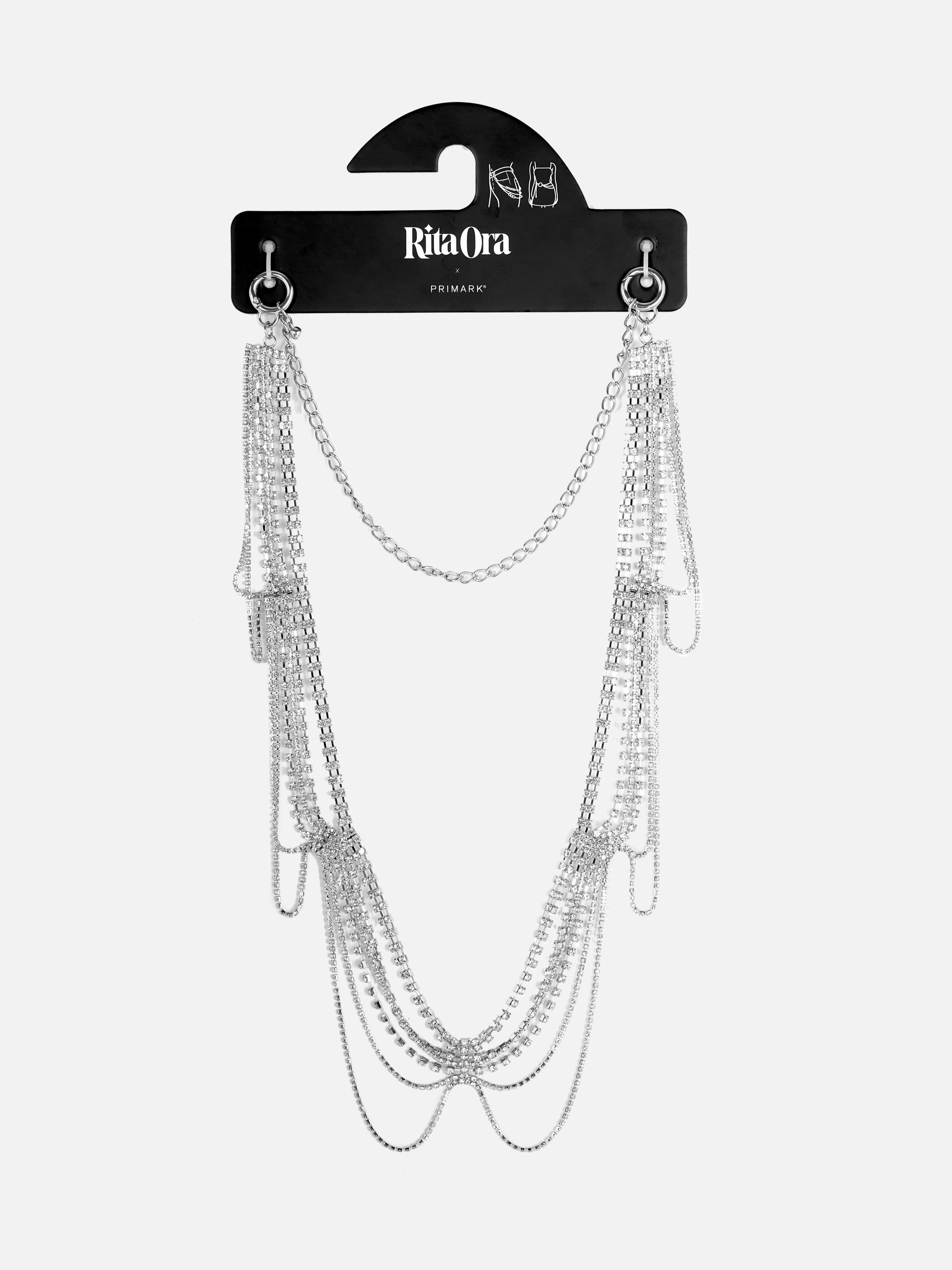 Rita Ora Diamanté Scallop Chain Waist Belt