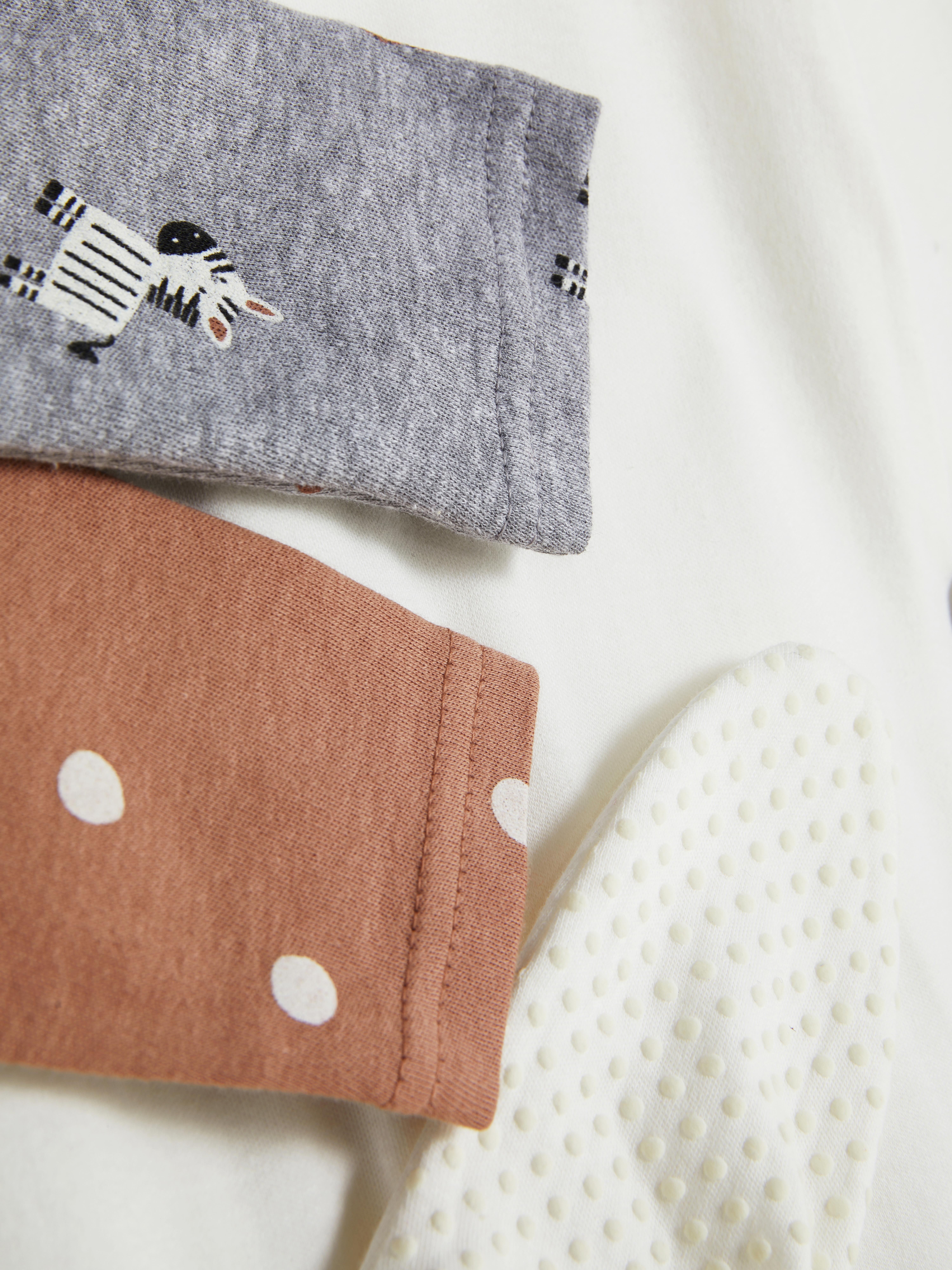 3pk Mixed Print Sleepsuits