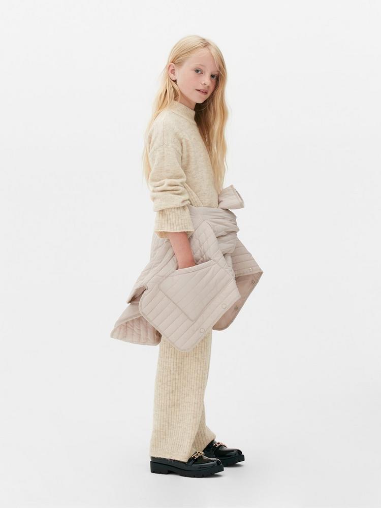 Ribbed Knitted Jumper and Bottoms Set